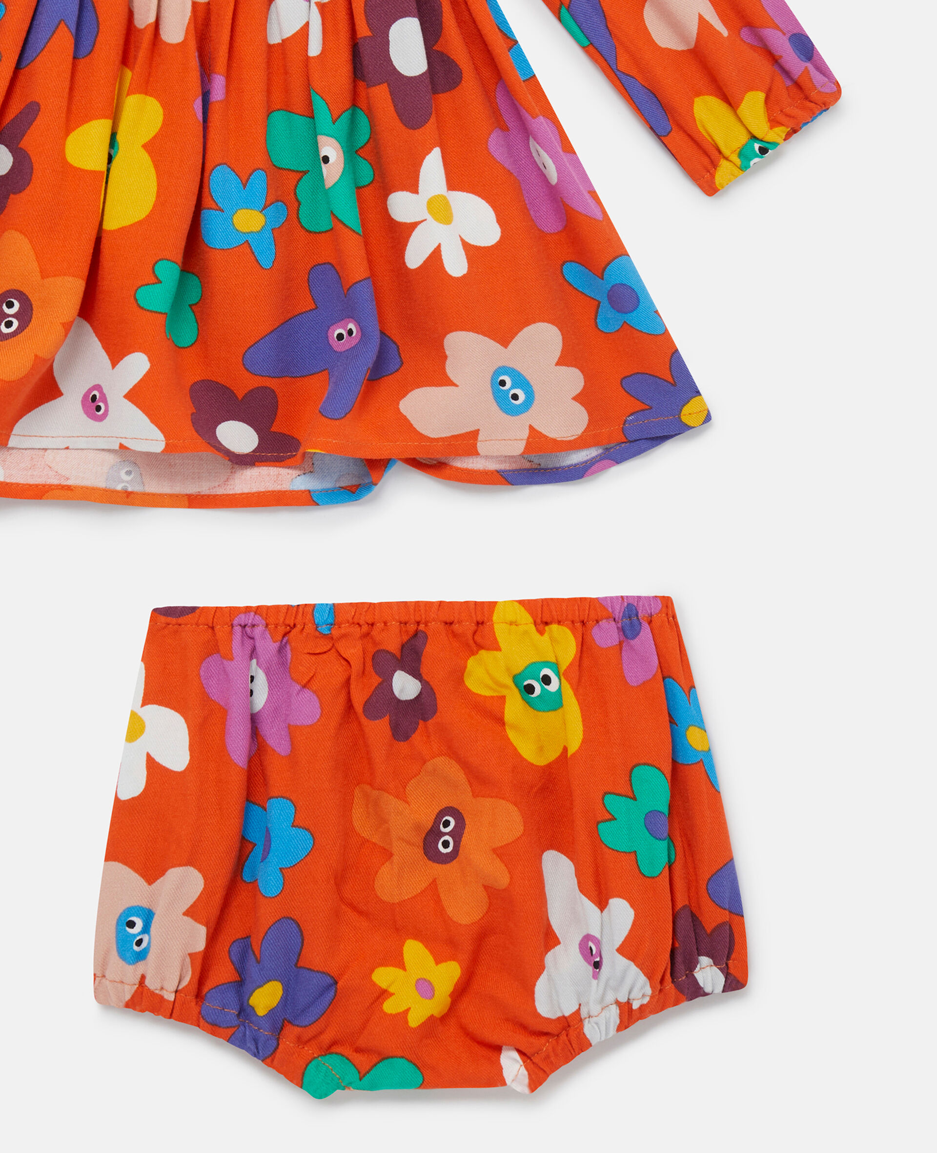 Smiling Flower Print Dress and Bloomers Set-Multicolour-large Smiling Flower Print Dress and Bloomers Set-Multicolour-large image number 3