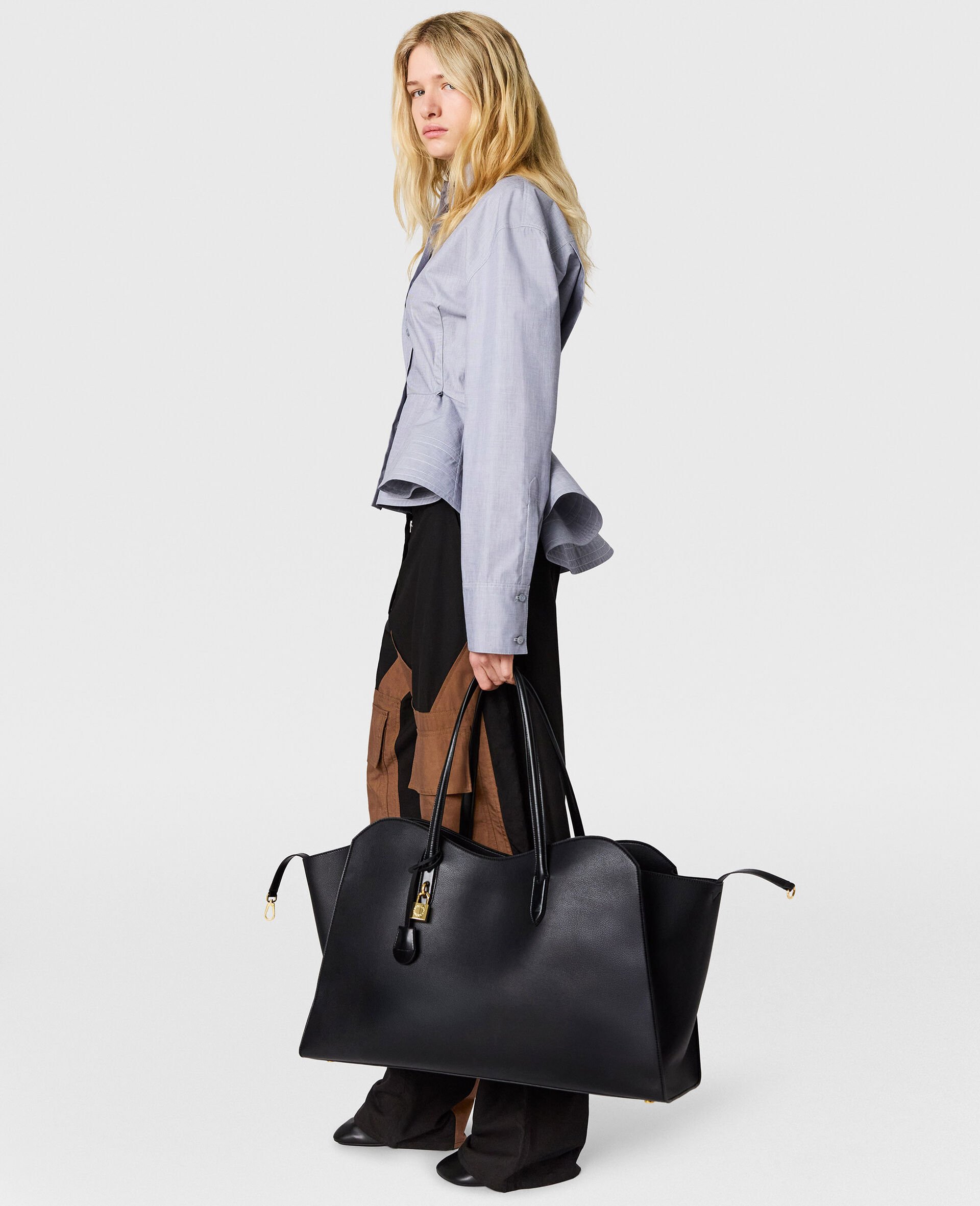 Chambray Peplum Shirt-Blue-large image number 4