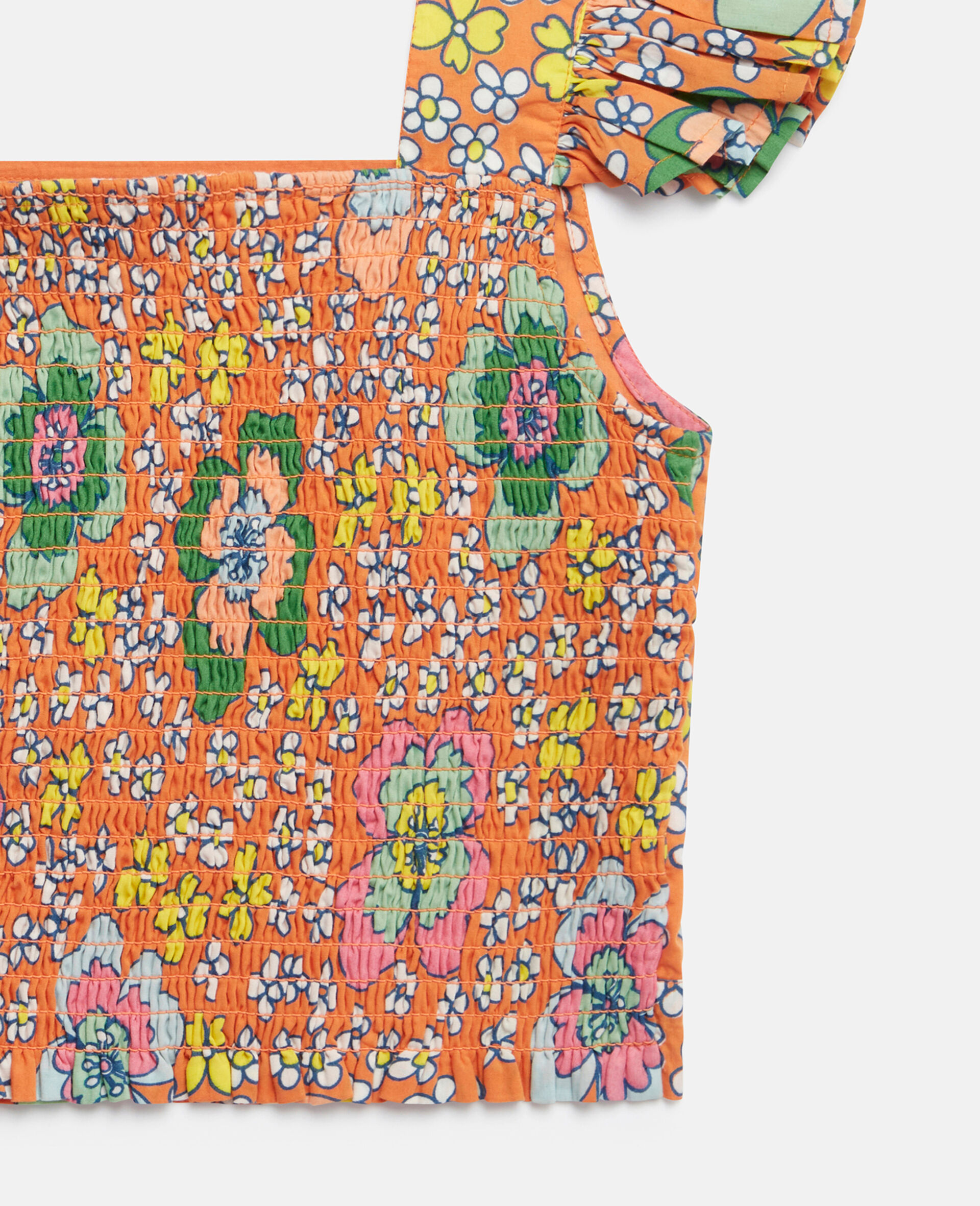 Retro Flower Print Crop Top-Orange-large image number 3