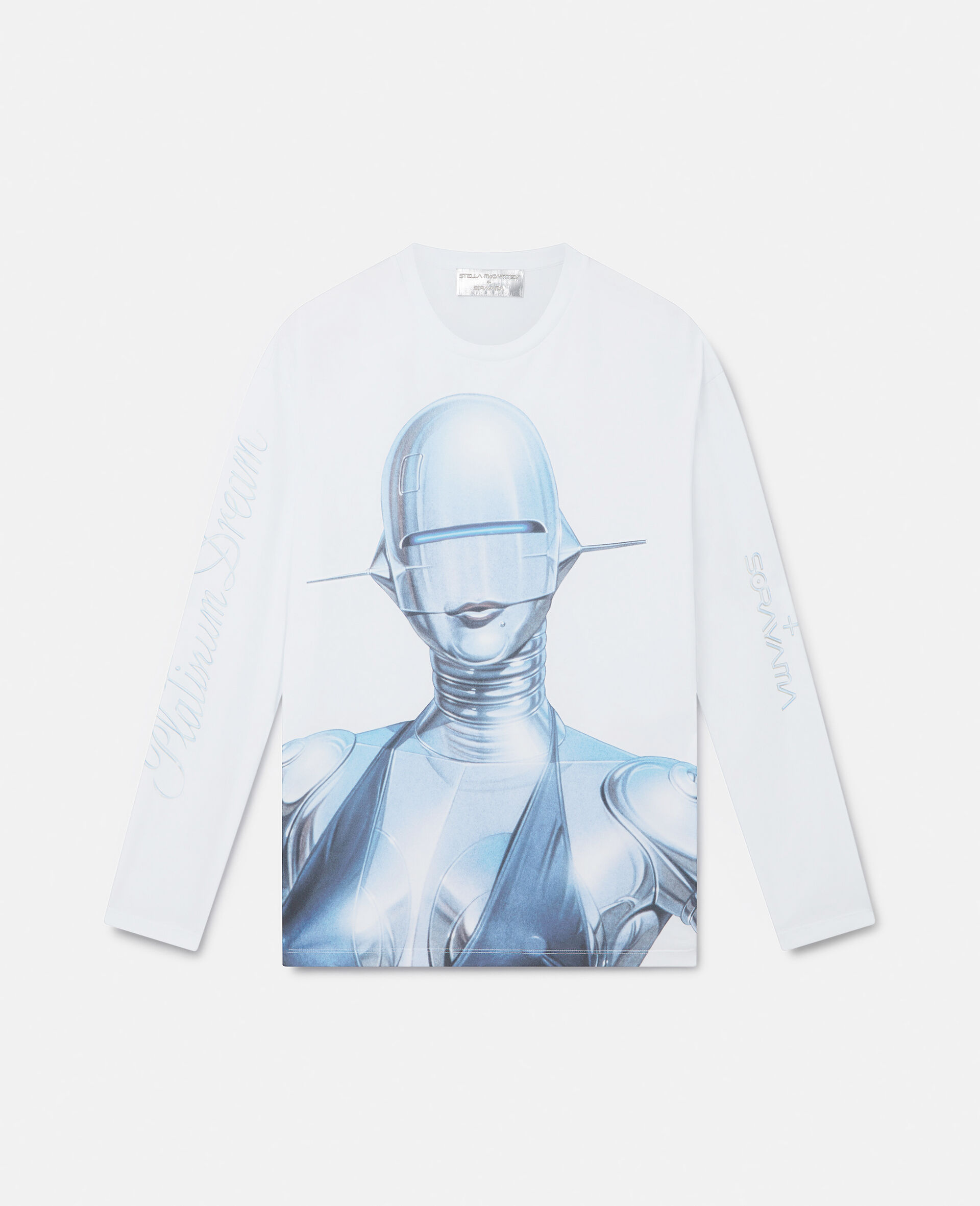 섹시 로봇 롱 슬리브 오가닉 코튼 티셔츠-화이트-medium