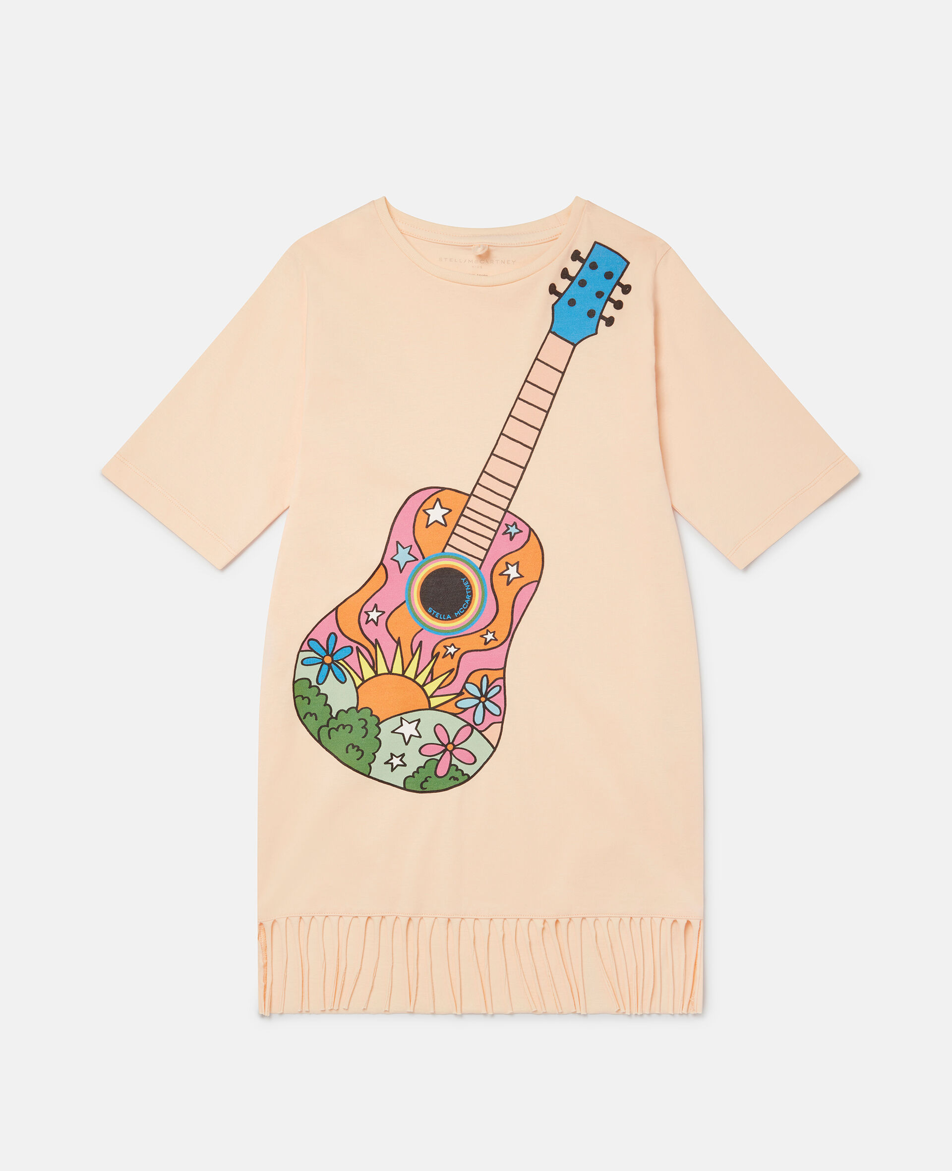 Guitar Print Fringed T-Shirt-Pink-large image number 0