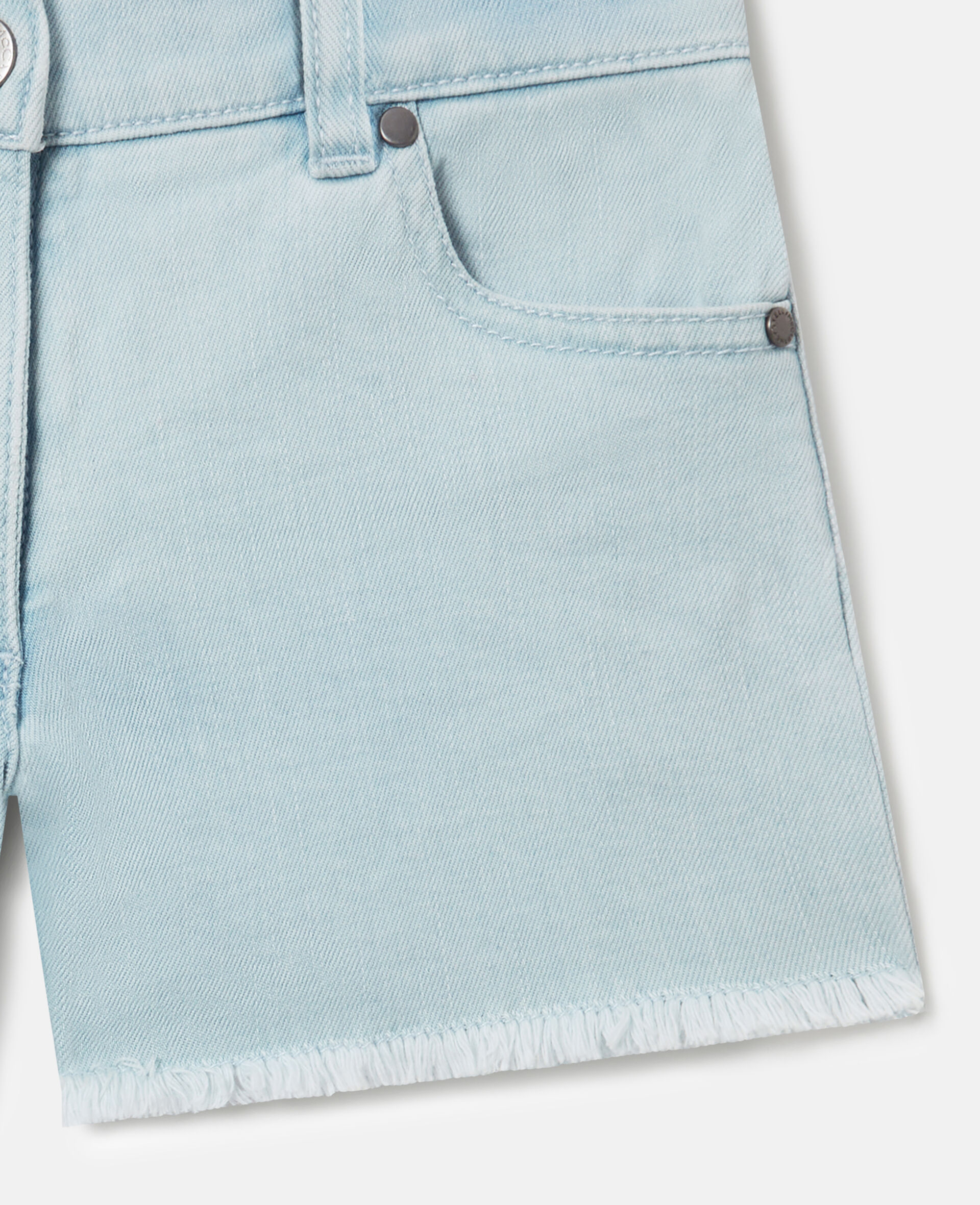 Short in Denim a Gamba Dritta-Blu-large image number 3