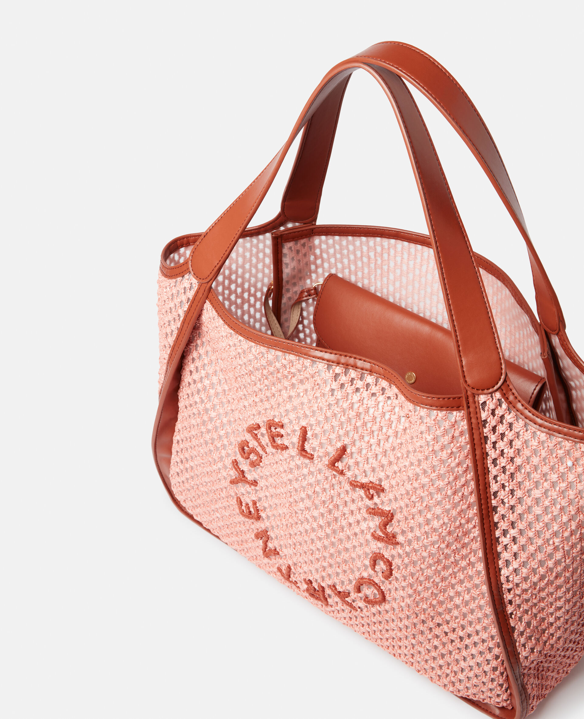 Stella Logo Raffia Tote Bag-Red-large image number 2