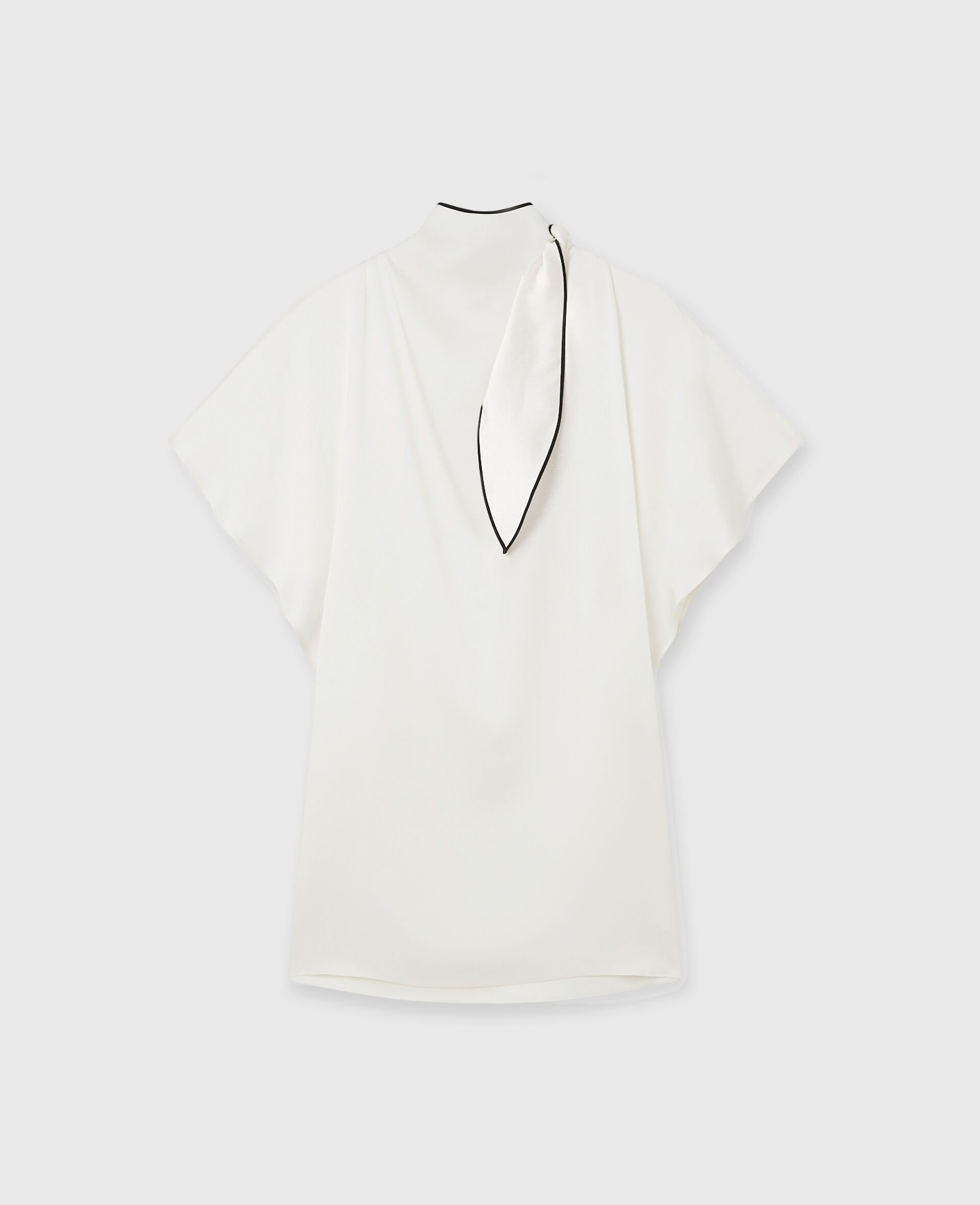 Tie Neck Mini Dress-Cream-large image number 0