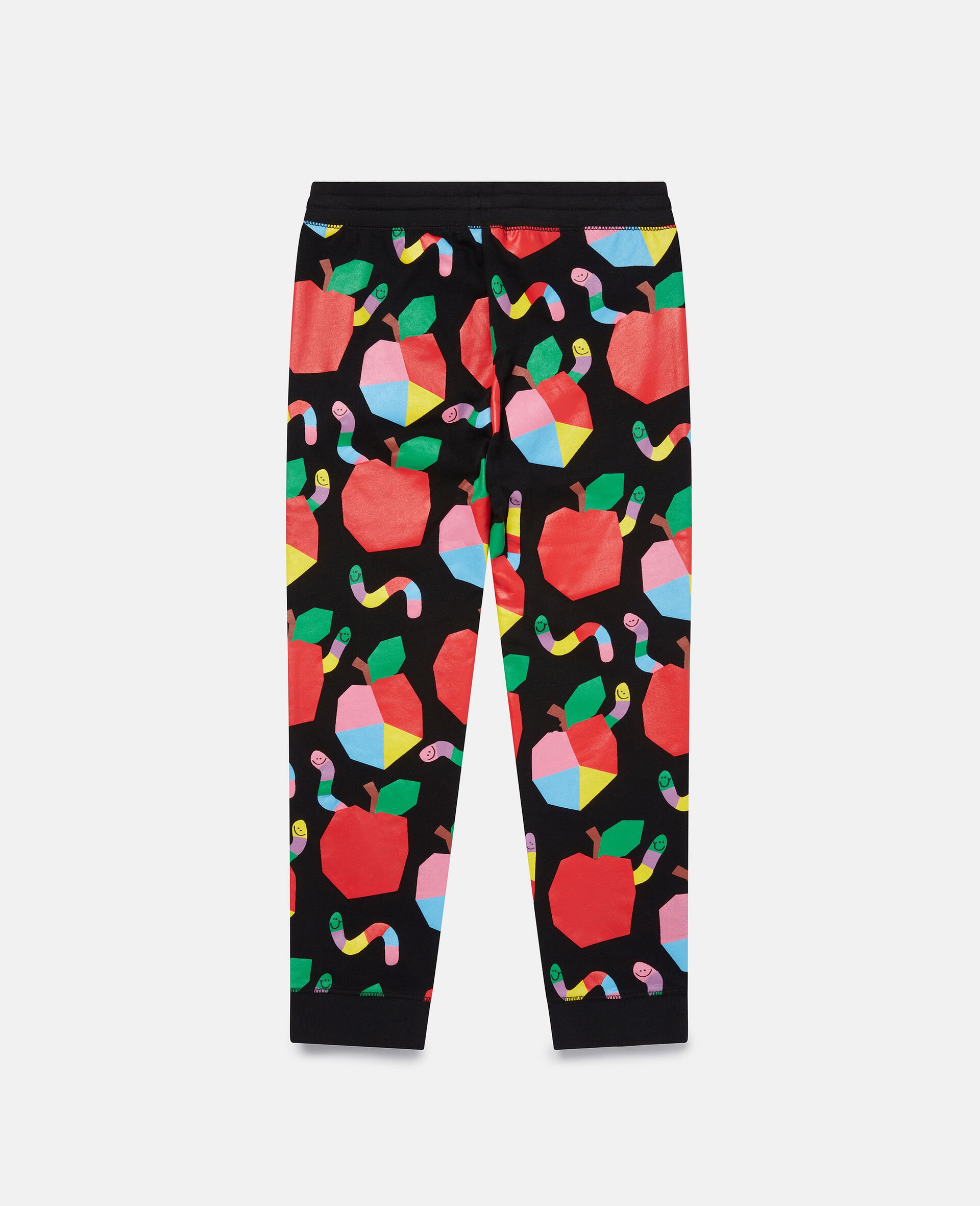 Apples & Worms Print Fleece Joggers-Black-large Apples & Worms Print Fleece Joggers-Black-large image number 2