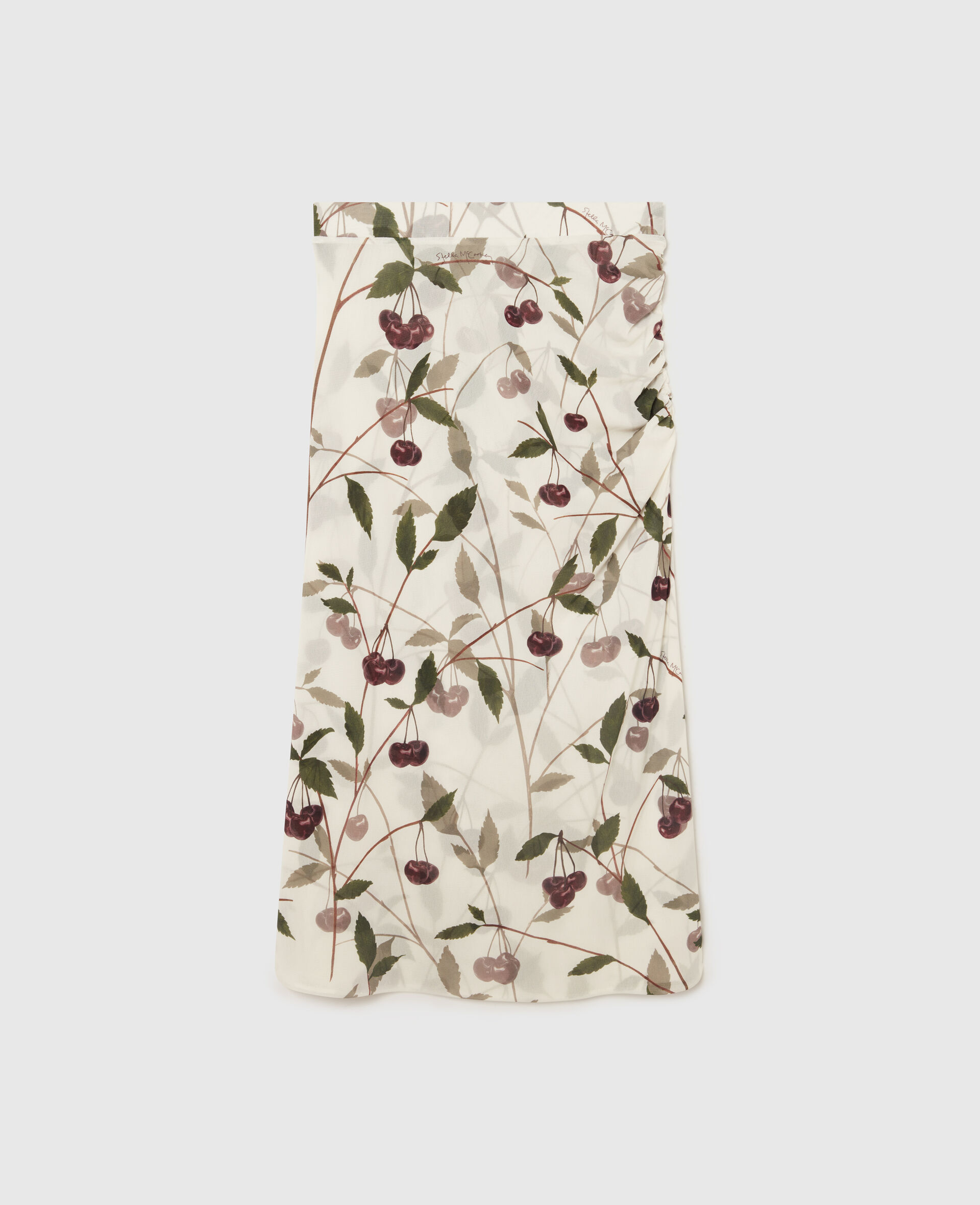 Cherry Print Midi Skirt-Beige-medium