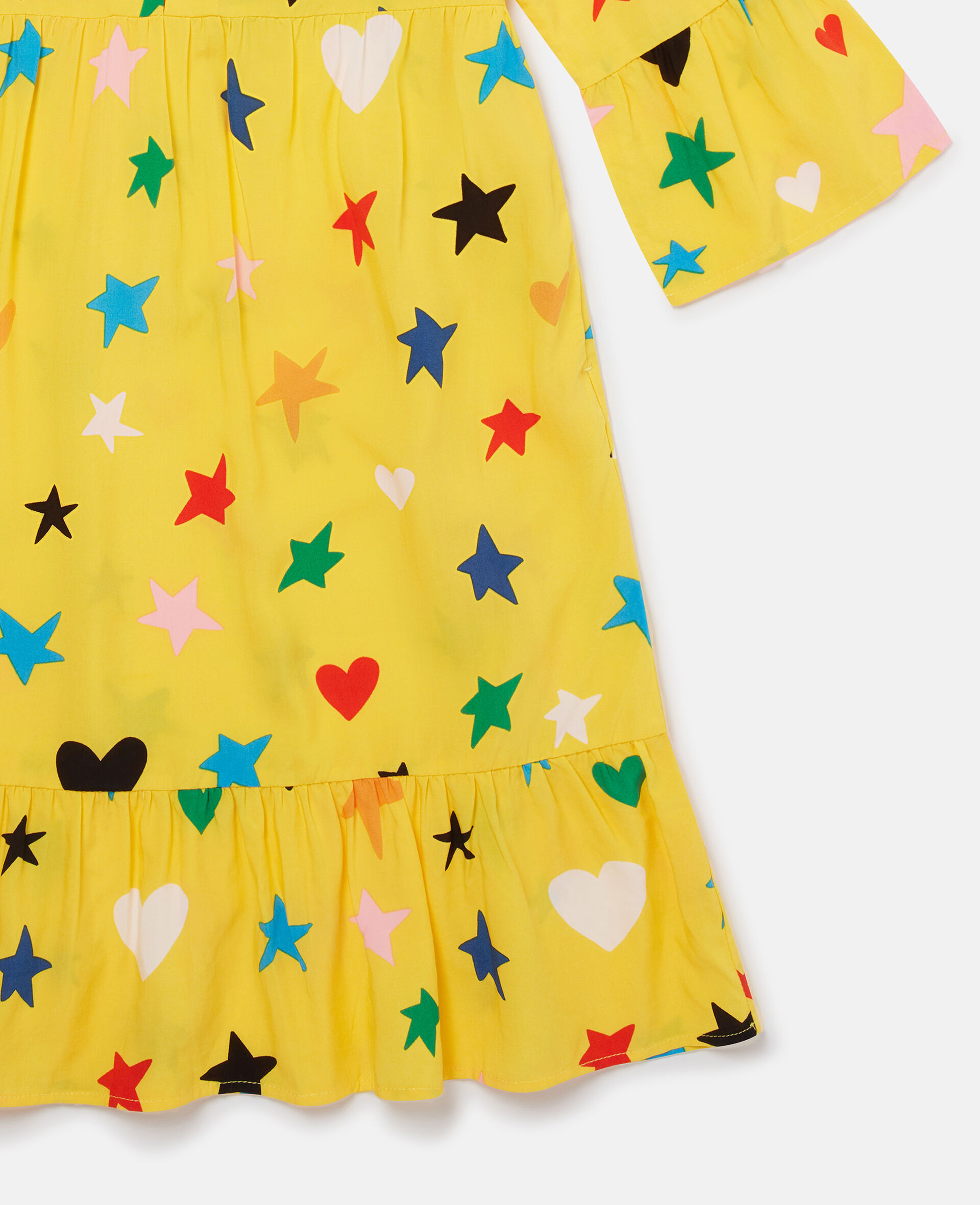 Star Print Long Sleeve Dress-Yellow-large image number 3