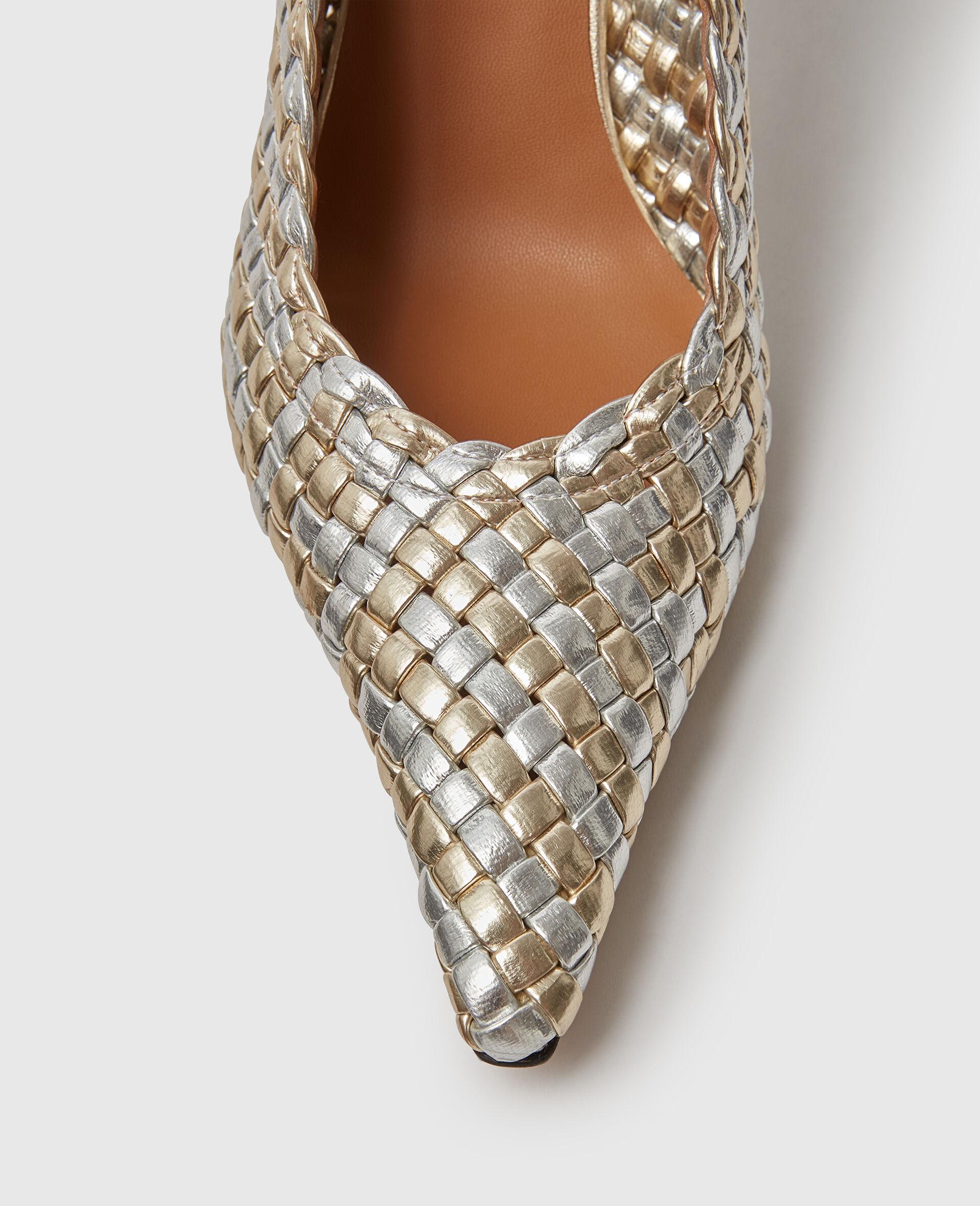 Escarpins &agrave; petits talons Elsa tiss&eacute;s m&eacute;tallis&eacute;s-Silver-large image number 5