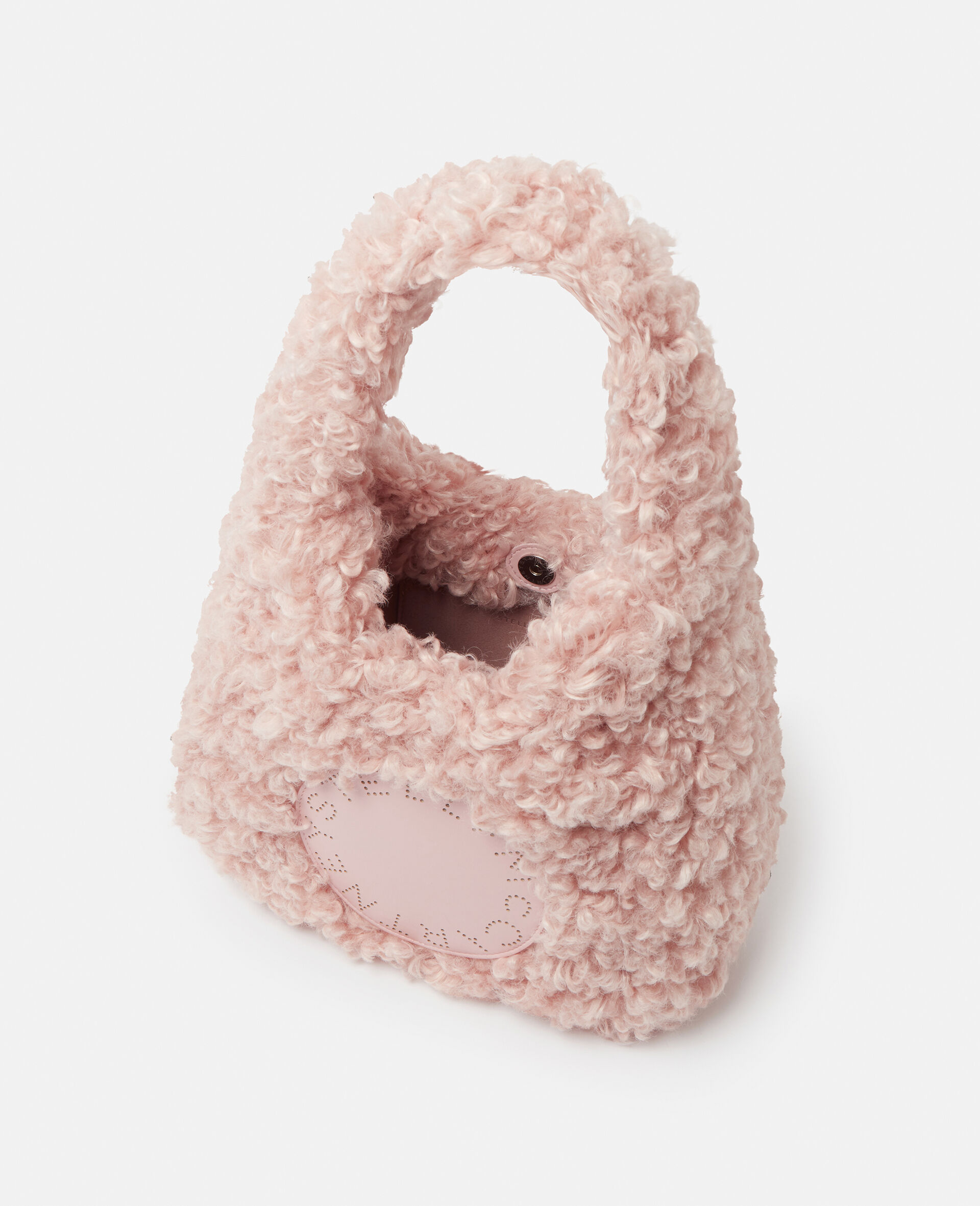 Petit cabas hobo en peluche teddy Logo-Rose-large image number 2