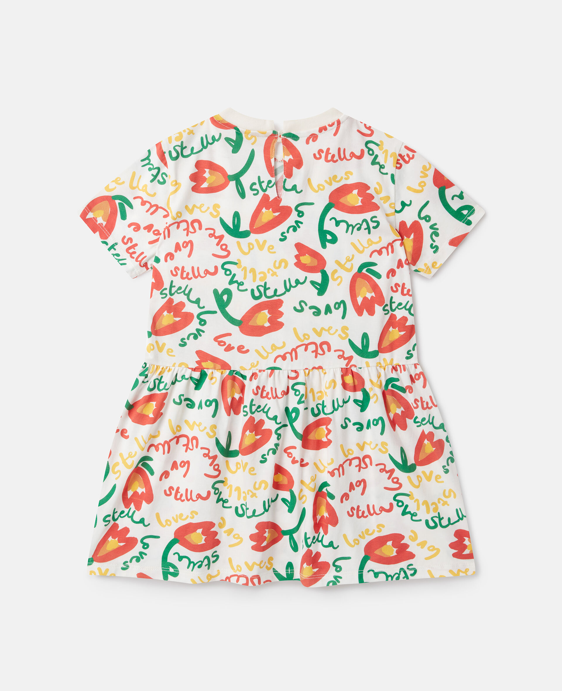 Floral Print Jersey Dress-White-large image number 2