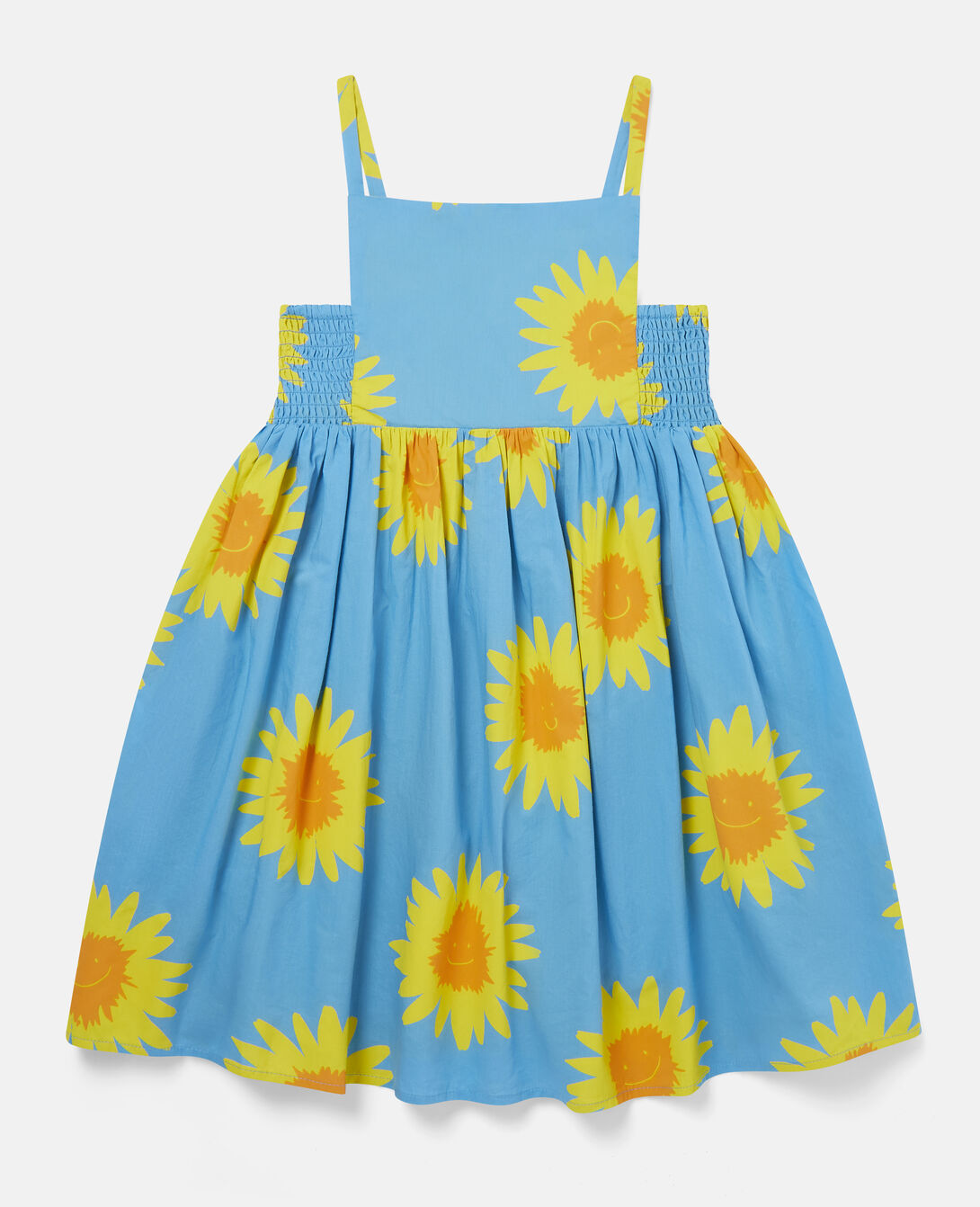 girls blue sunflower print cotton dress | stella mccartney sg