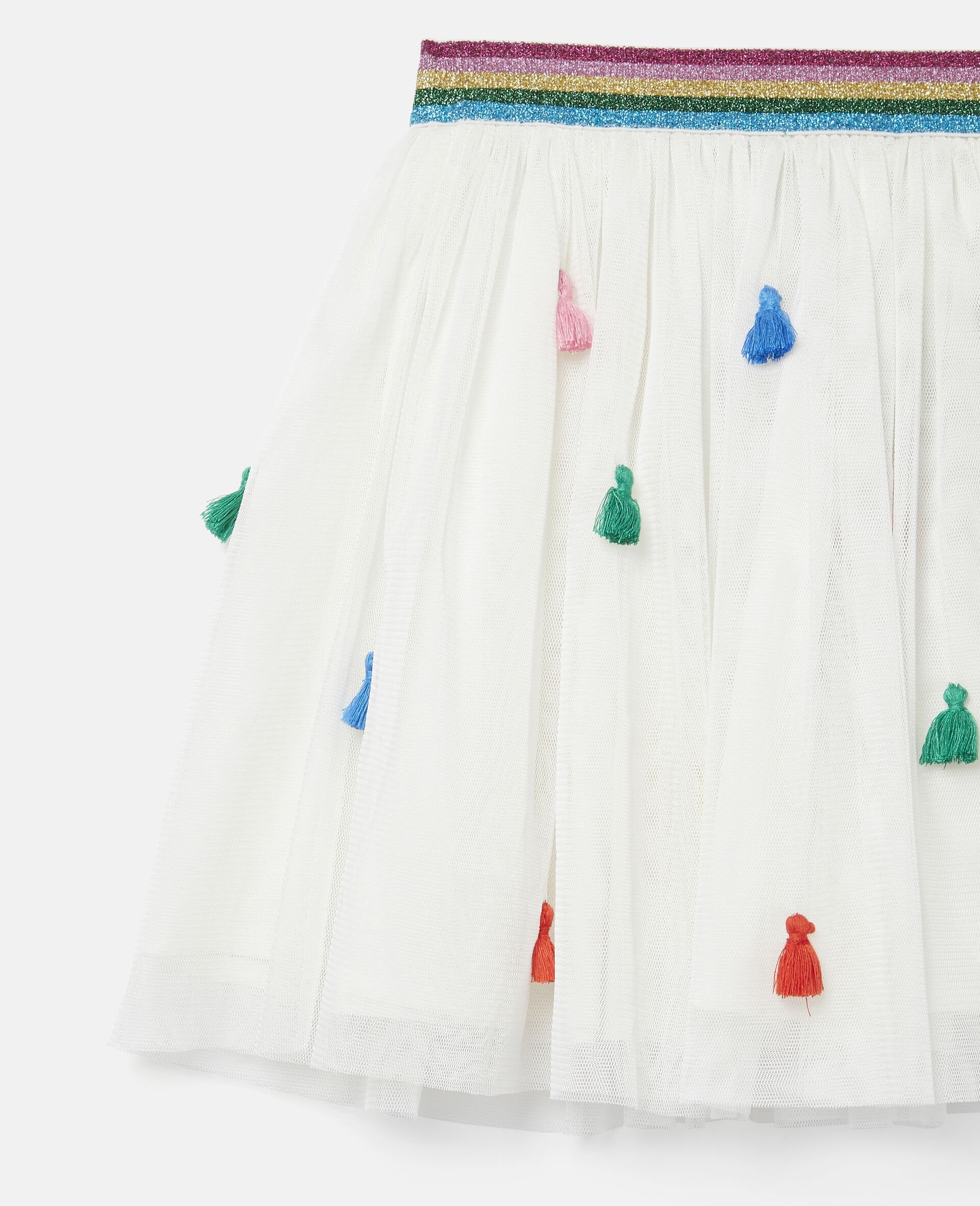 Tassels Tulle Skirt -White-large image number 2