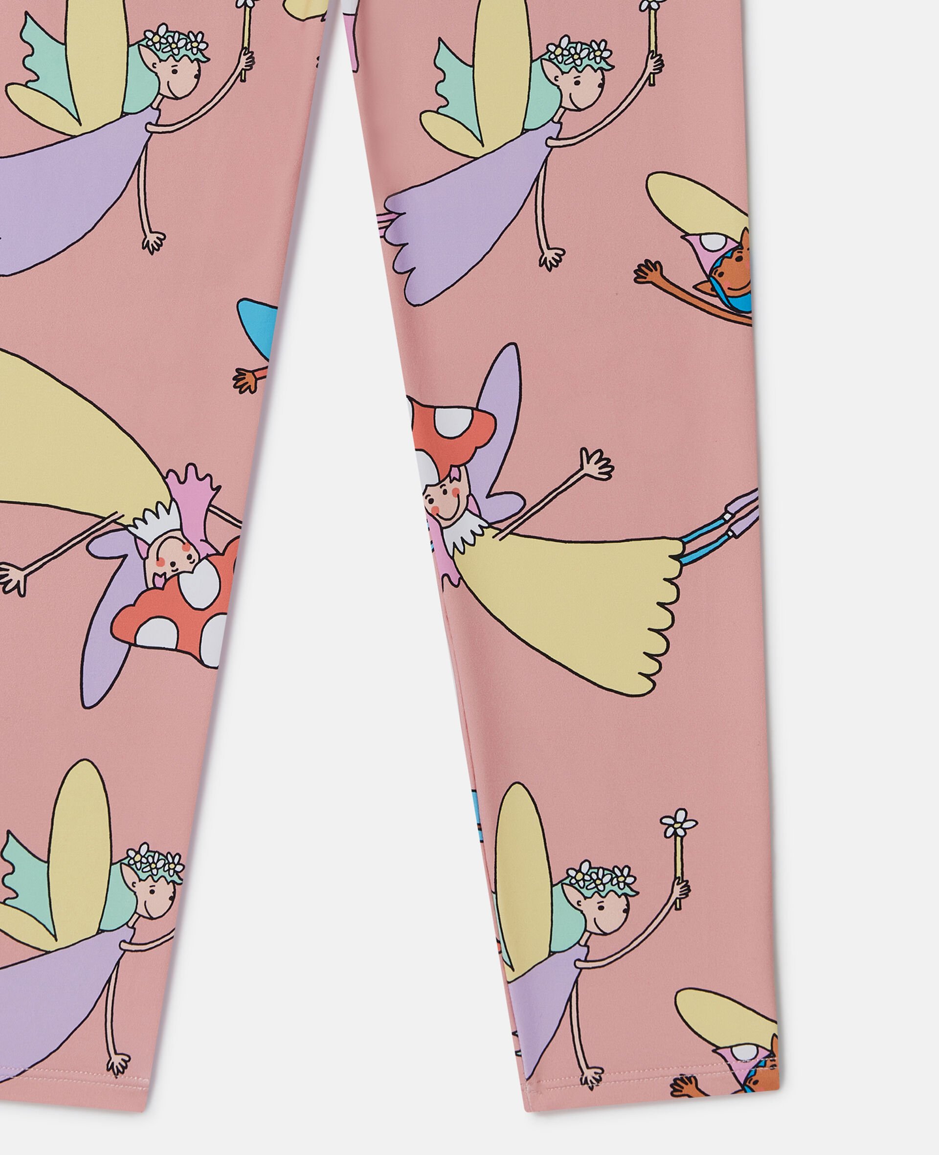 Fairies Print Elasticated Leggings-Pink-large Fairies Print Elasticated Leggings-Pink-large image number 3