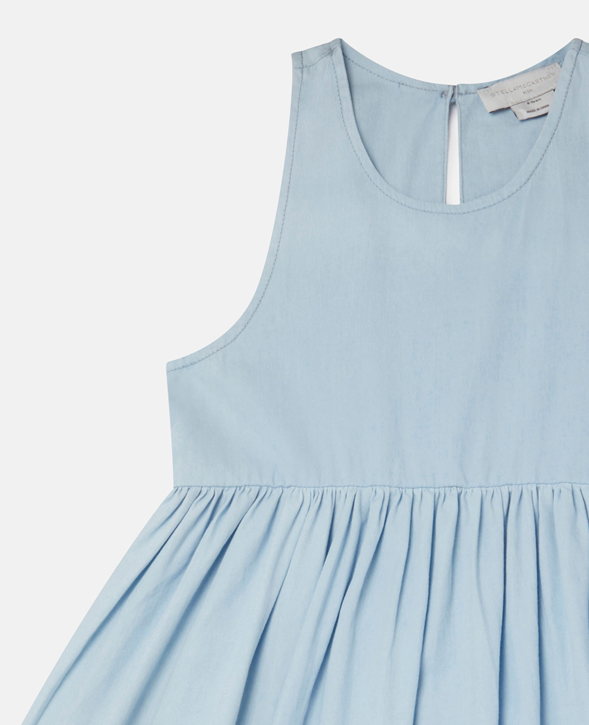 Landscape Patchwork Chambray Dress-Blue-large image number 1