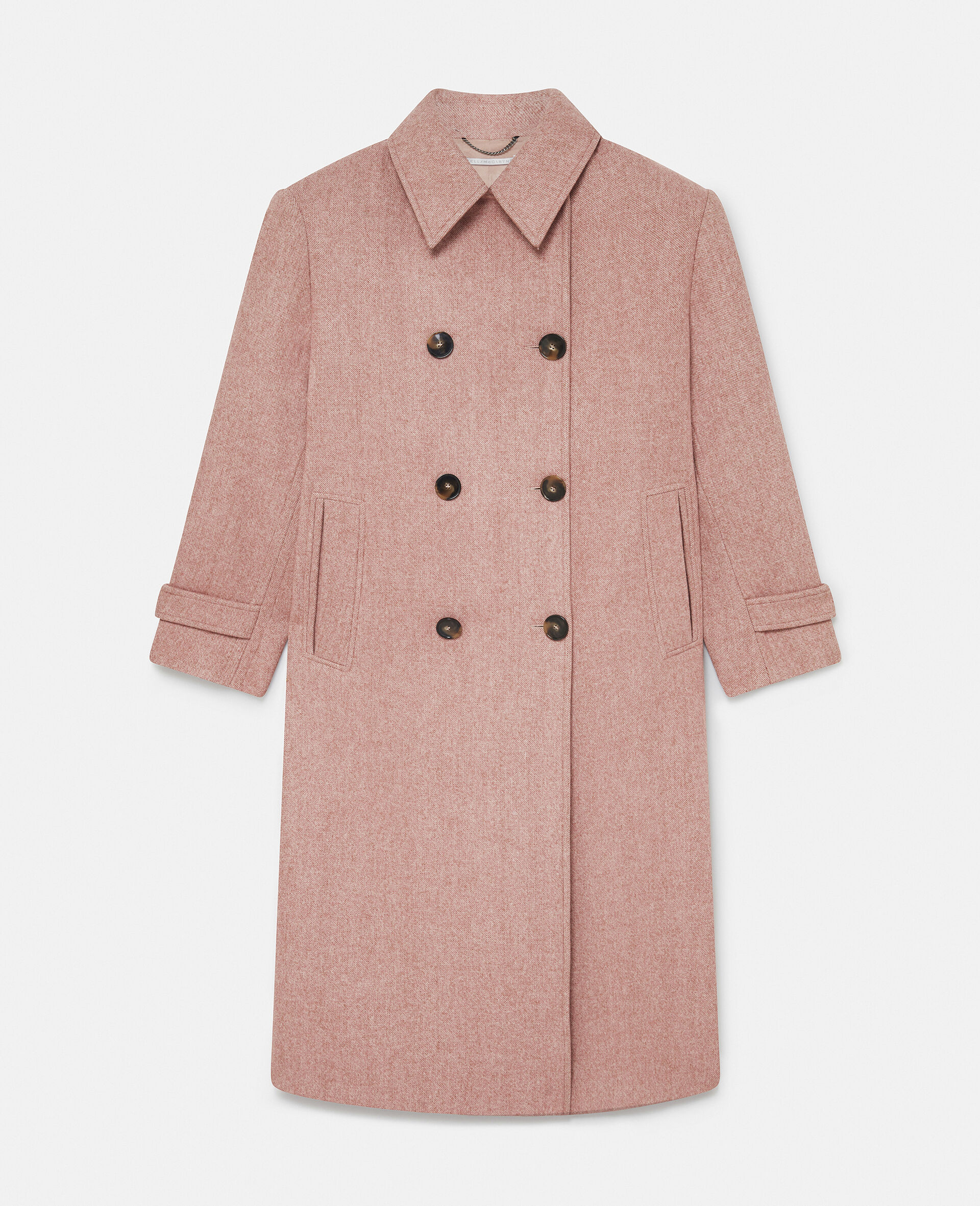 Double-Breasted Long Coat-Pink-large Double-Breasted Long Coat-Pink-large image number 0