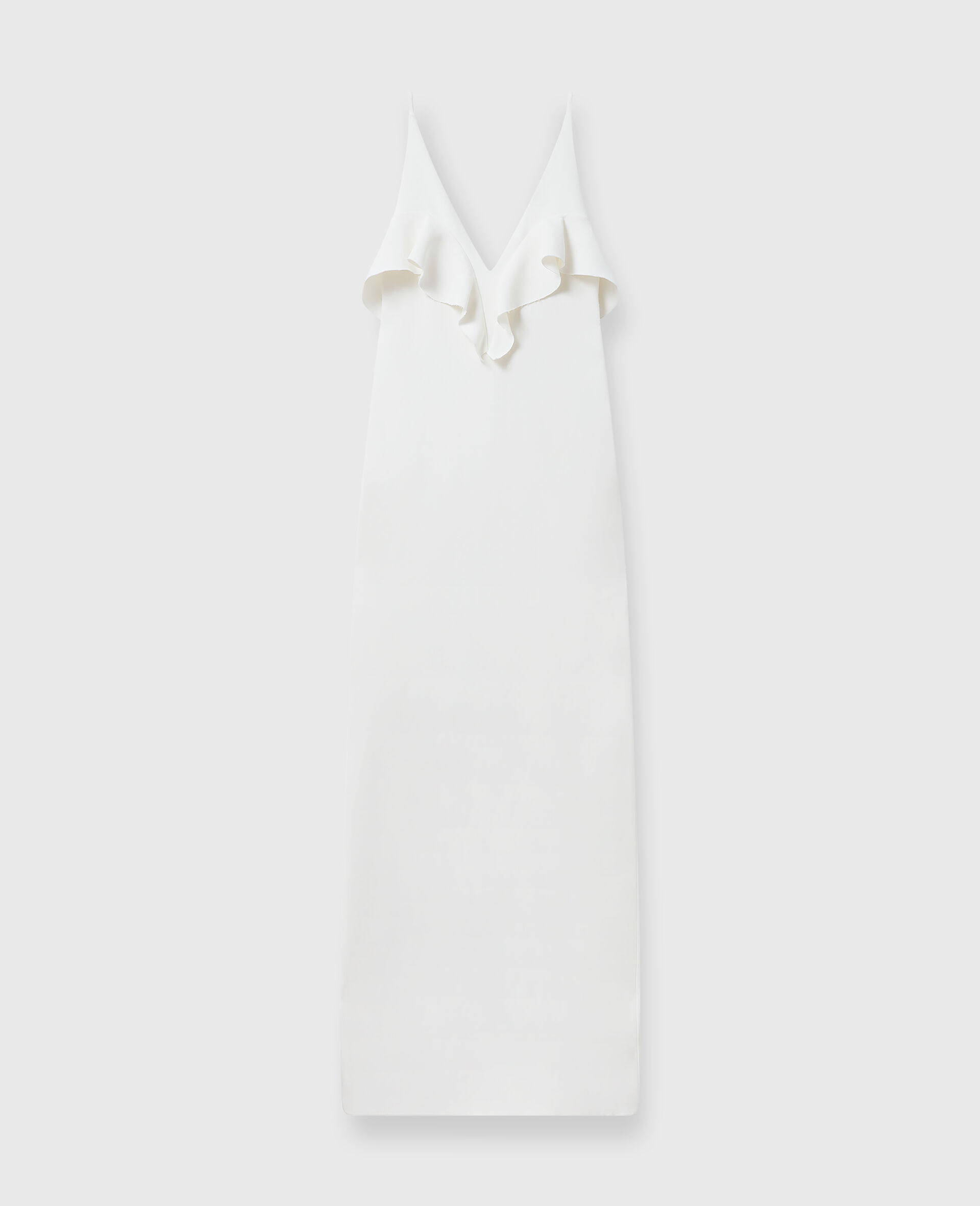 Ruffle Tier V-Neck Dress-White-medium