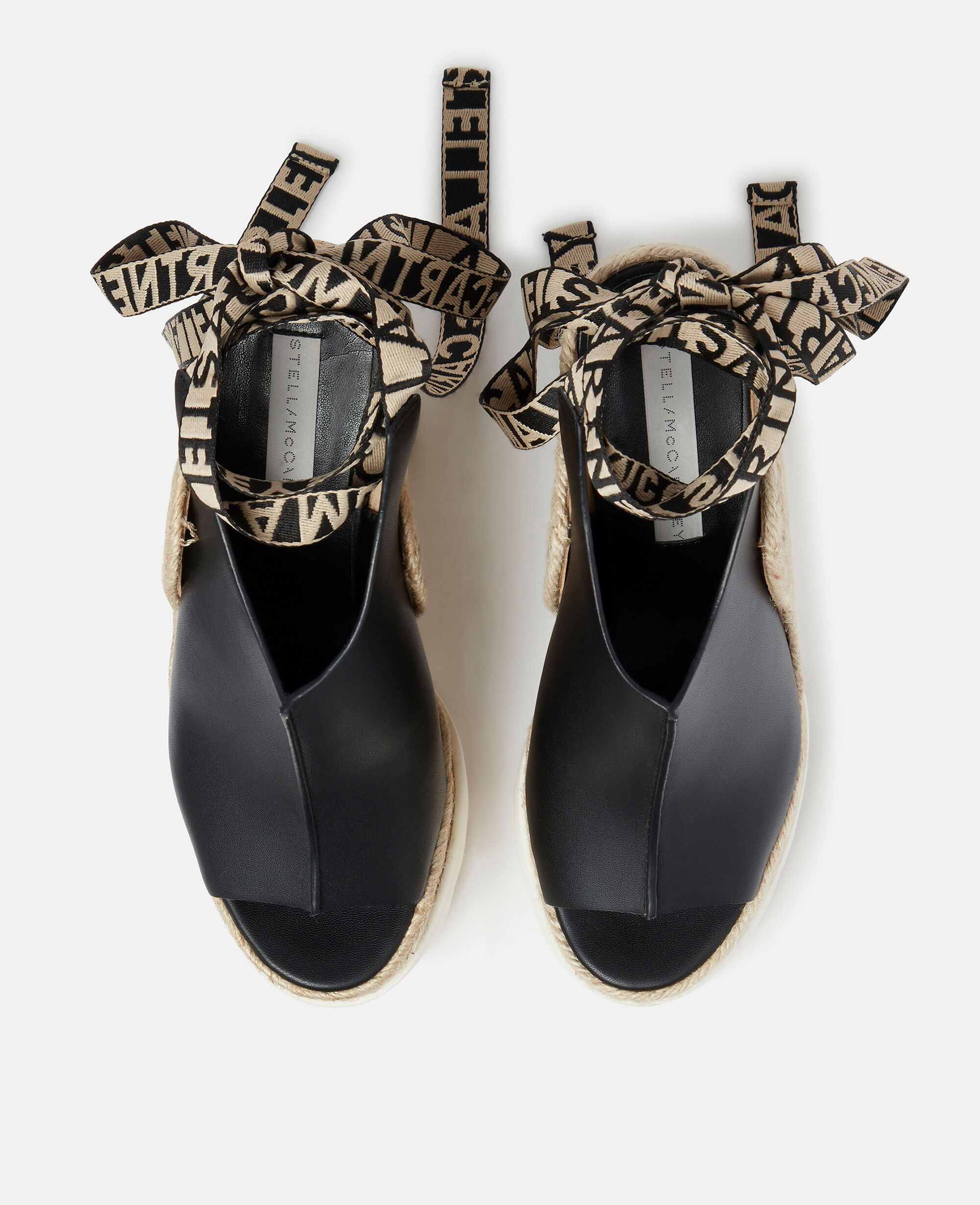 Women ブラック ガイア アルターマット ピープトウ ウェッジエスパドリーユ | Stella McCartney JP