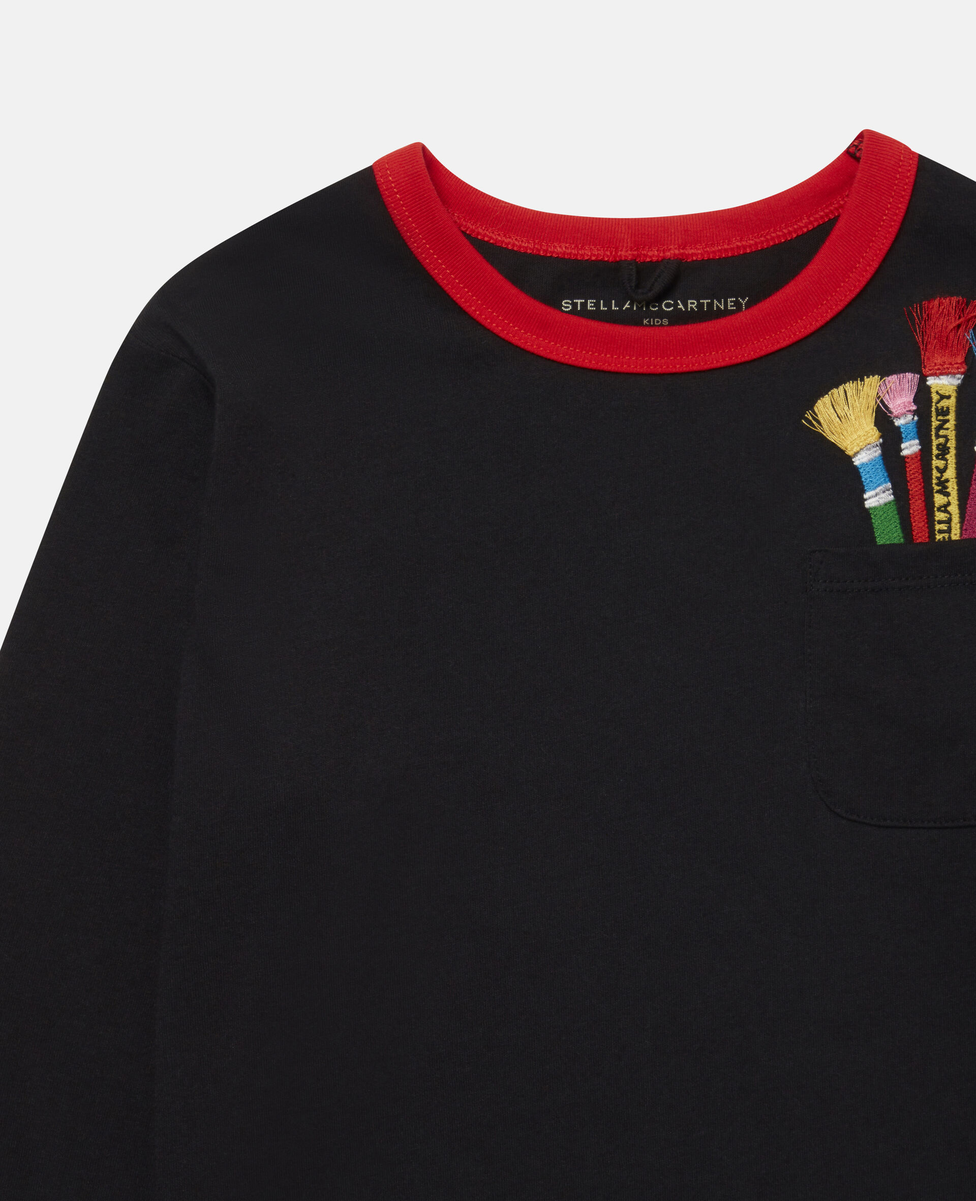 Embroidered Paintbrushes Oversize Top -Black-large image number 1