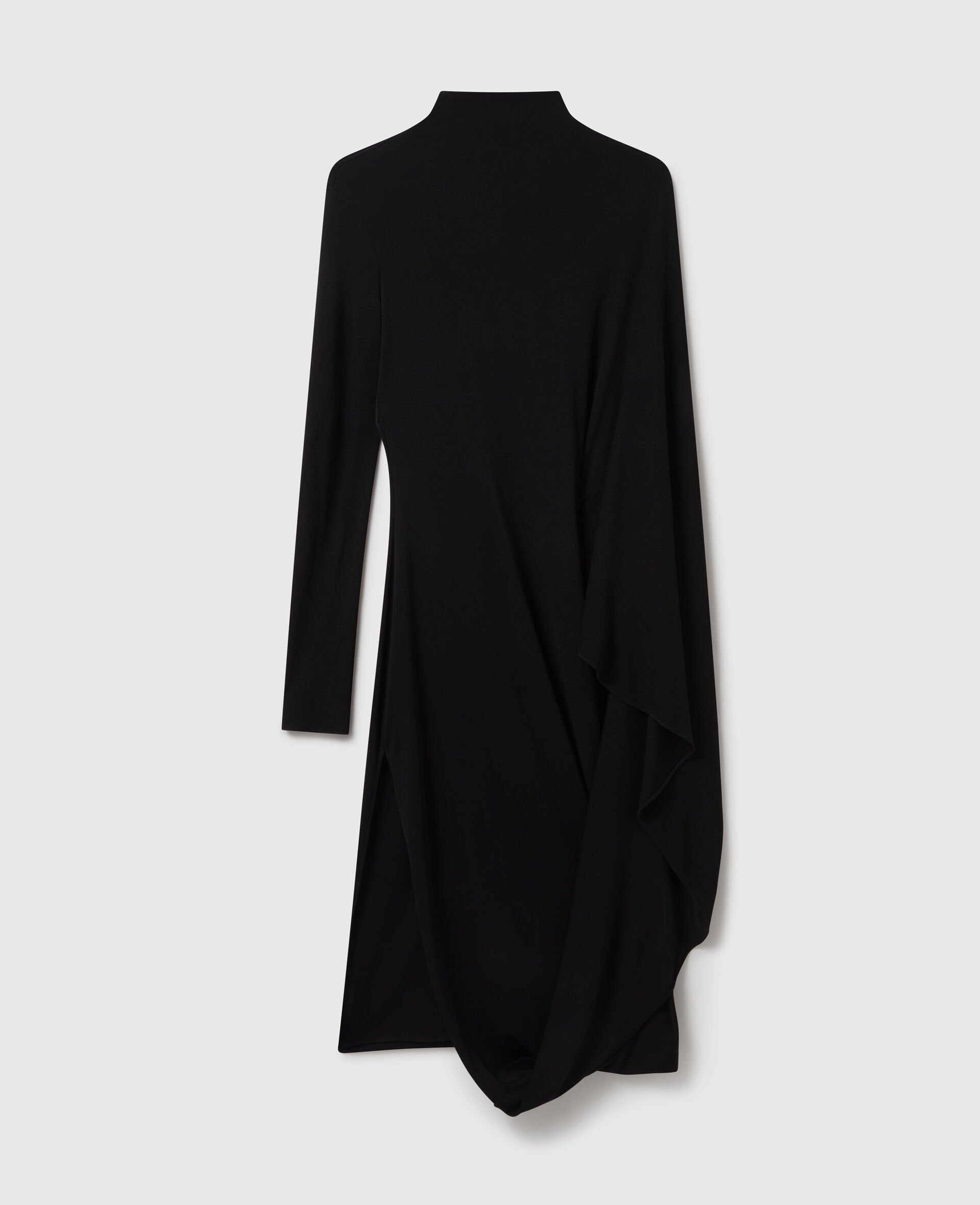 Asymmetric Cape Midi Dress-Black-large image number 0