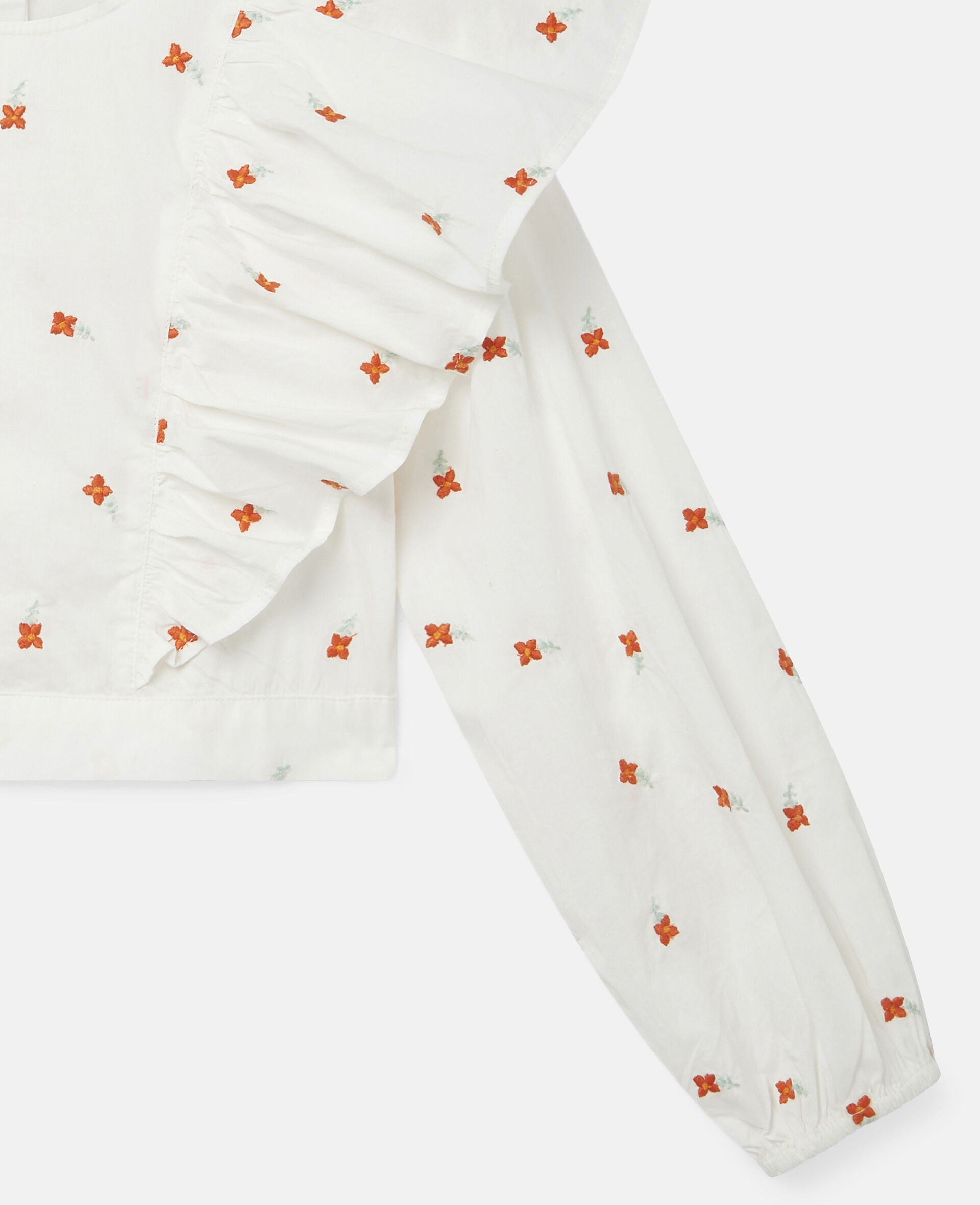 Haut en coton à fleurs brodées-Blanc-large image number 2