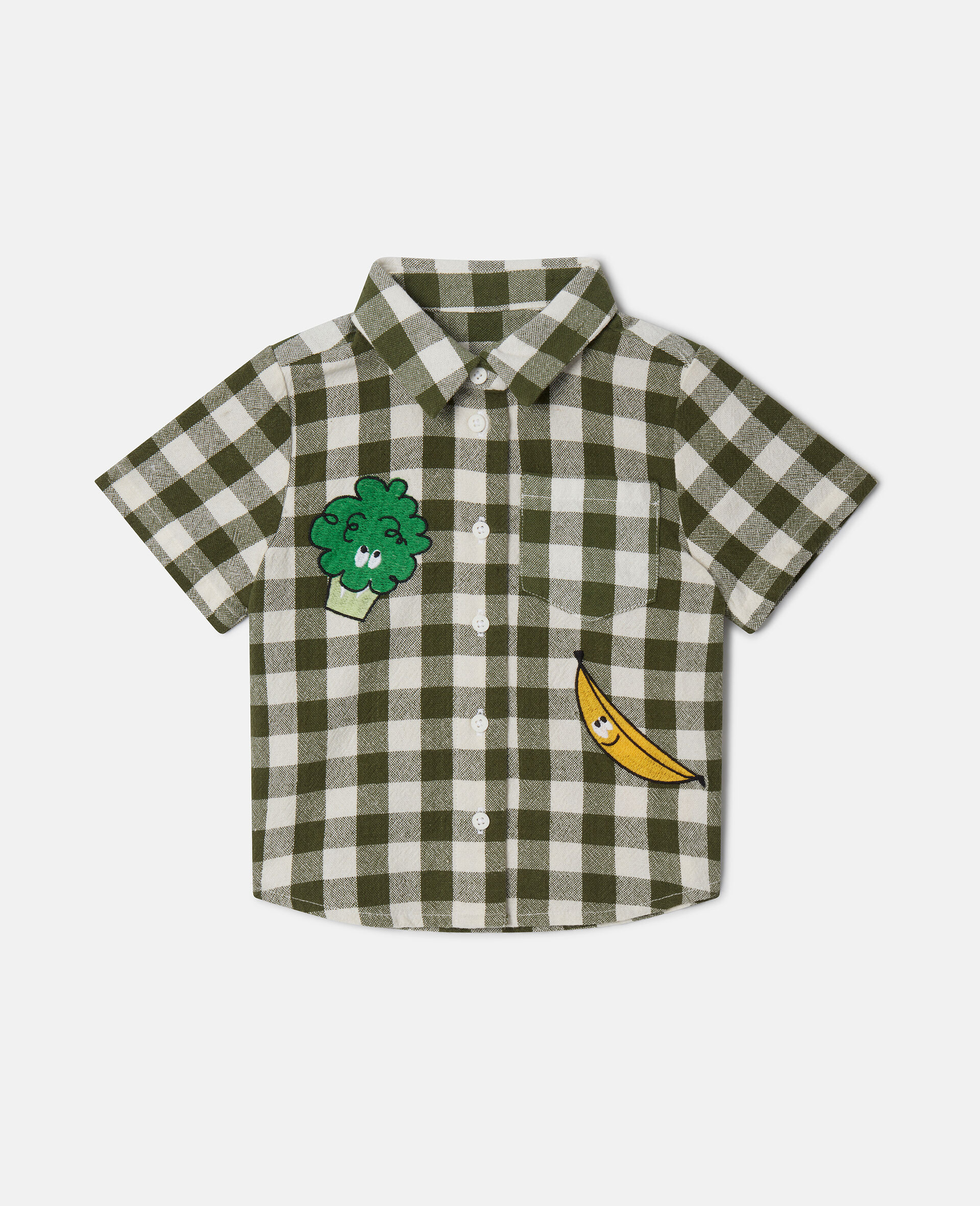 Gingham-Hemd mit Veggie-Stickerei-Bunt-medium