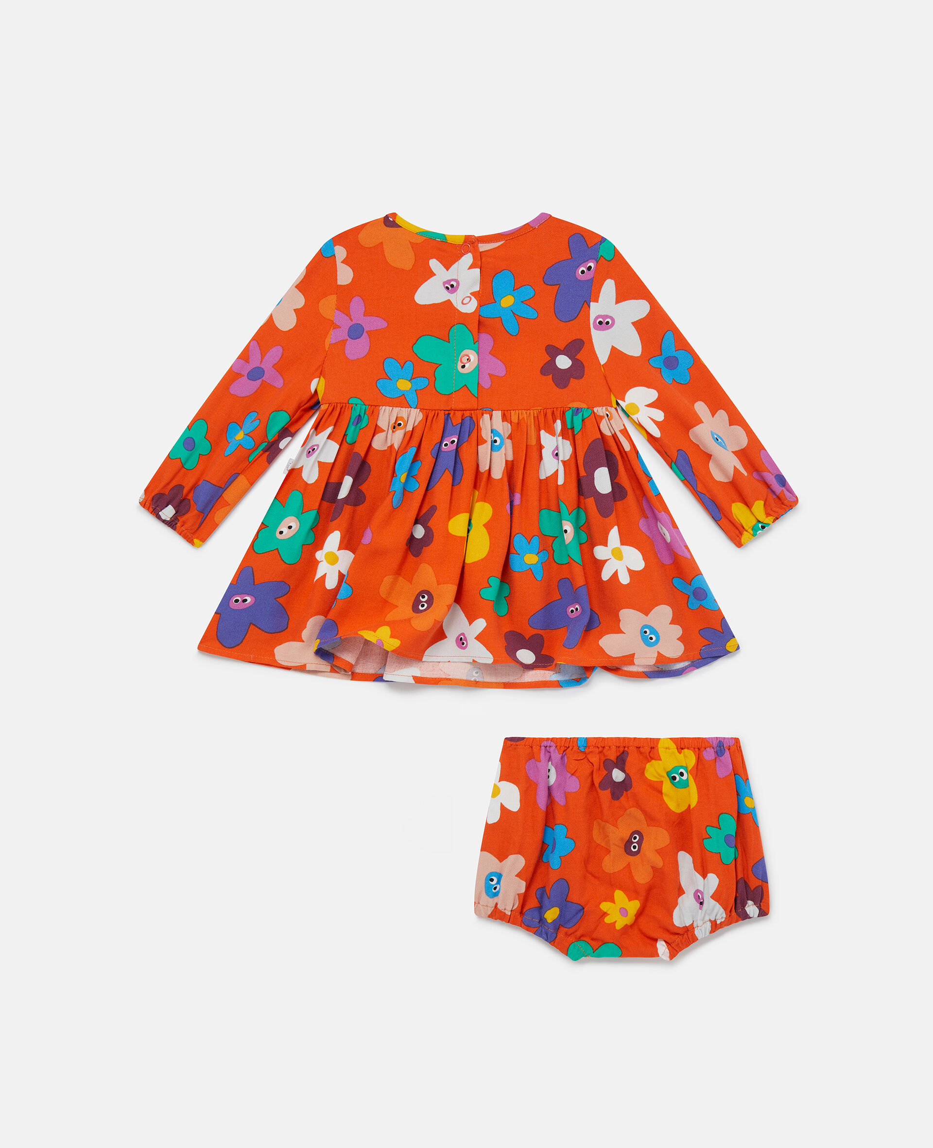 Smiling Flower Print Dress and Bloomers Set-Multicolour-large image number 2
