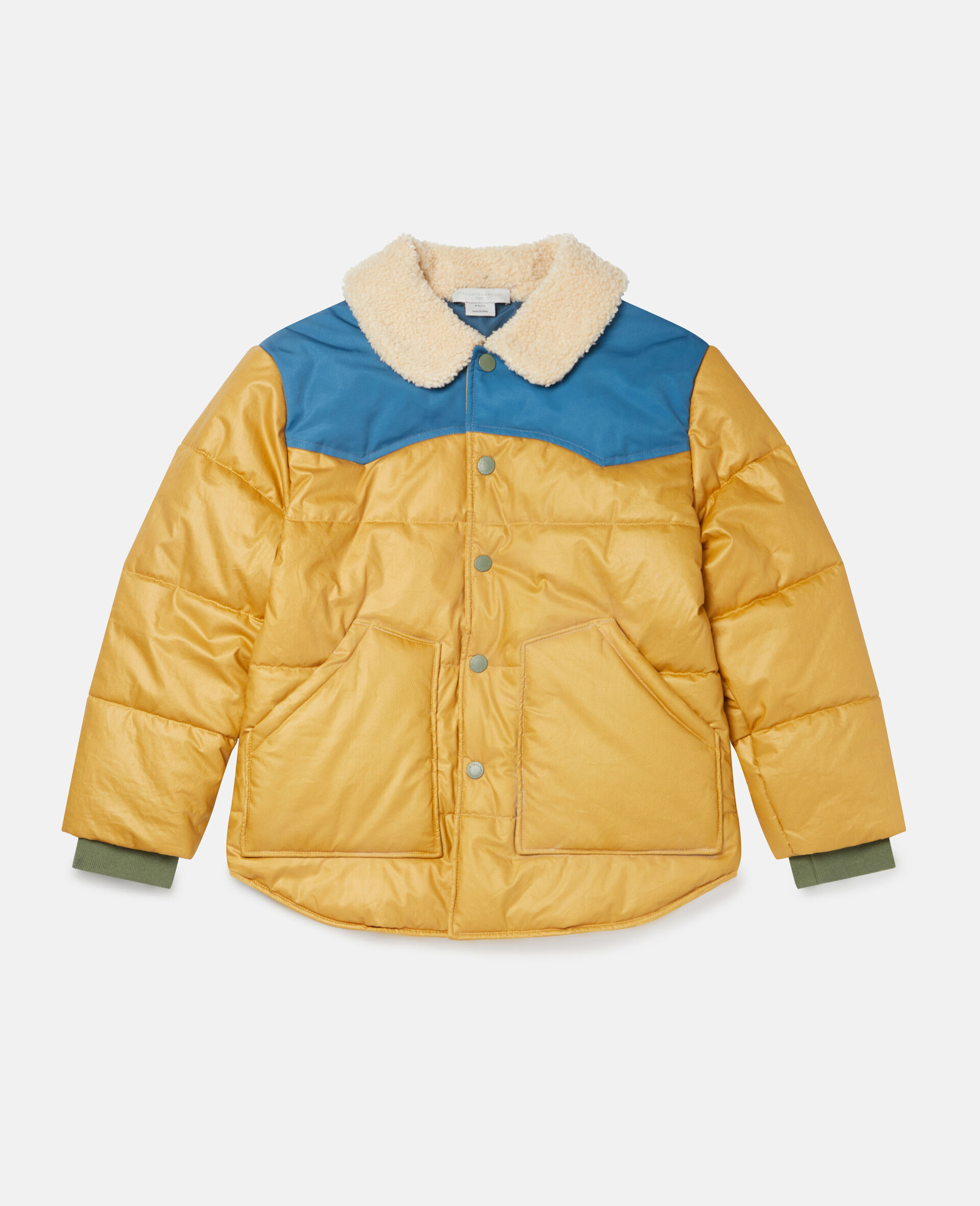 Waxed Cotton Teddy Puffer Jacket-Brown-large image number 0