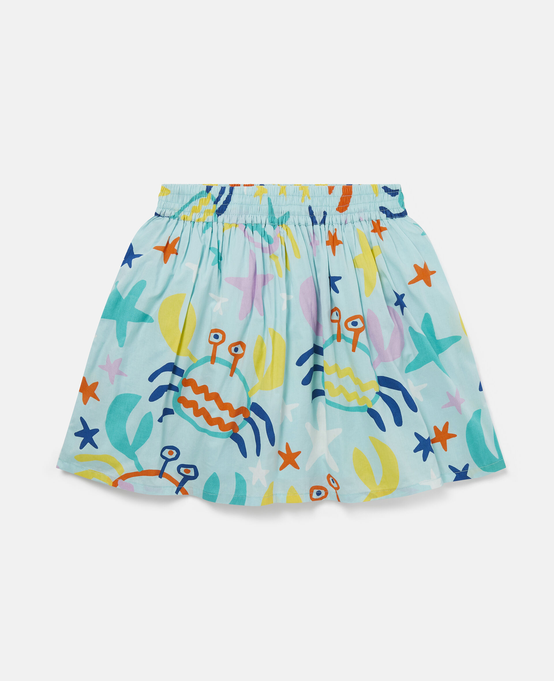 Crab Print Voile Cotton Skirt -Blue-large image number 2