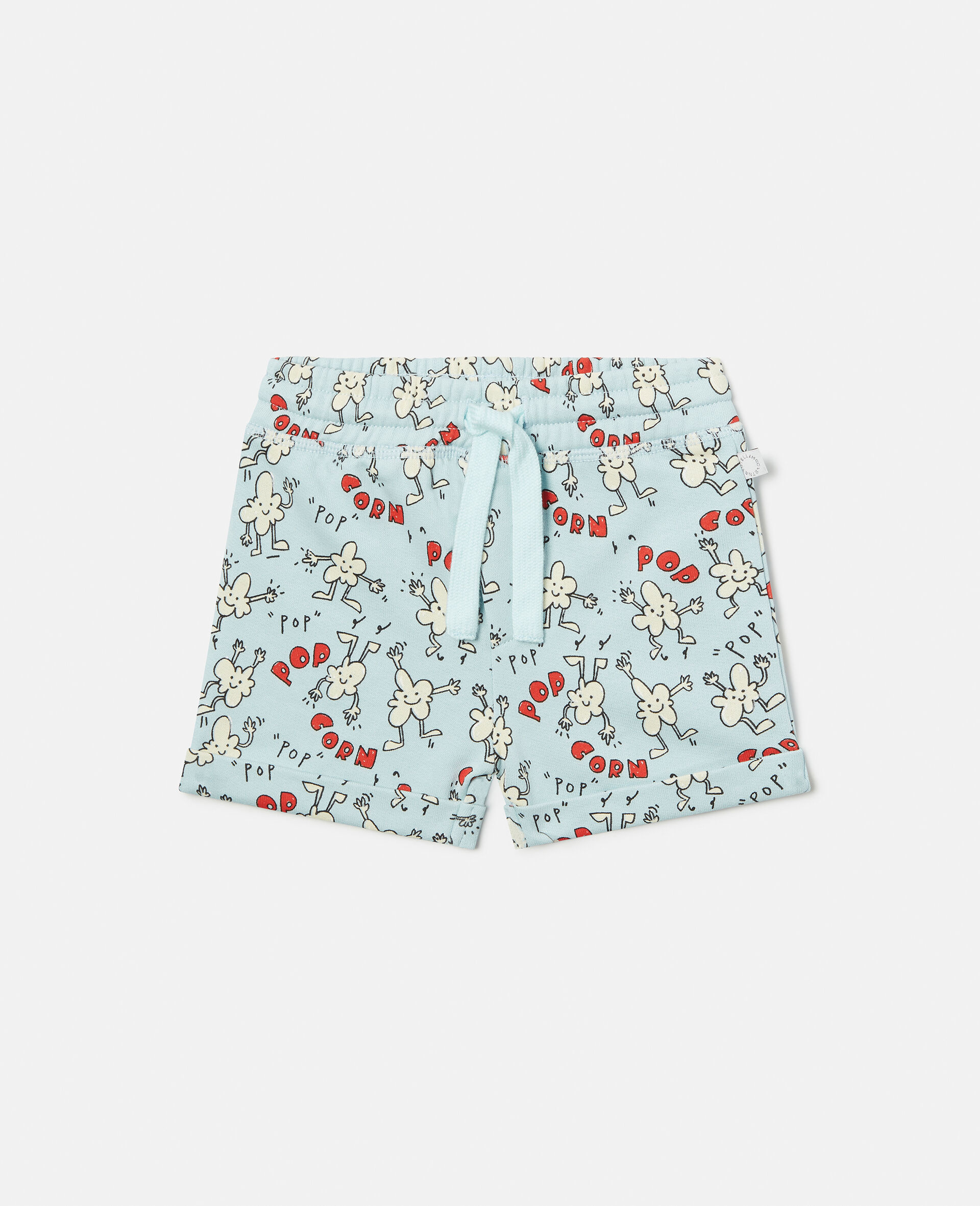 Popcorn Print Sweat Shorts-Blue-large image number 0