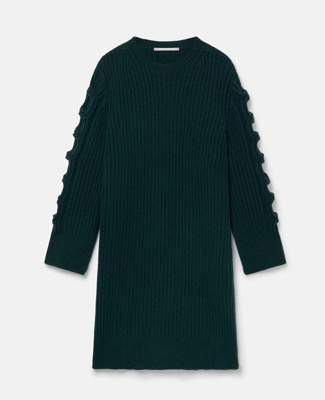 Women Forest Green Regenerated Cashmere Chain Cable Knit Jumper Dress | Stella  McCartney US