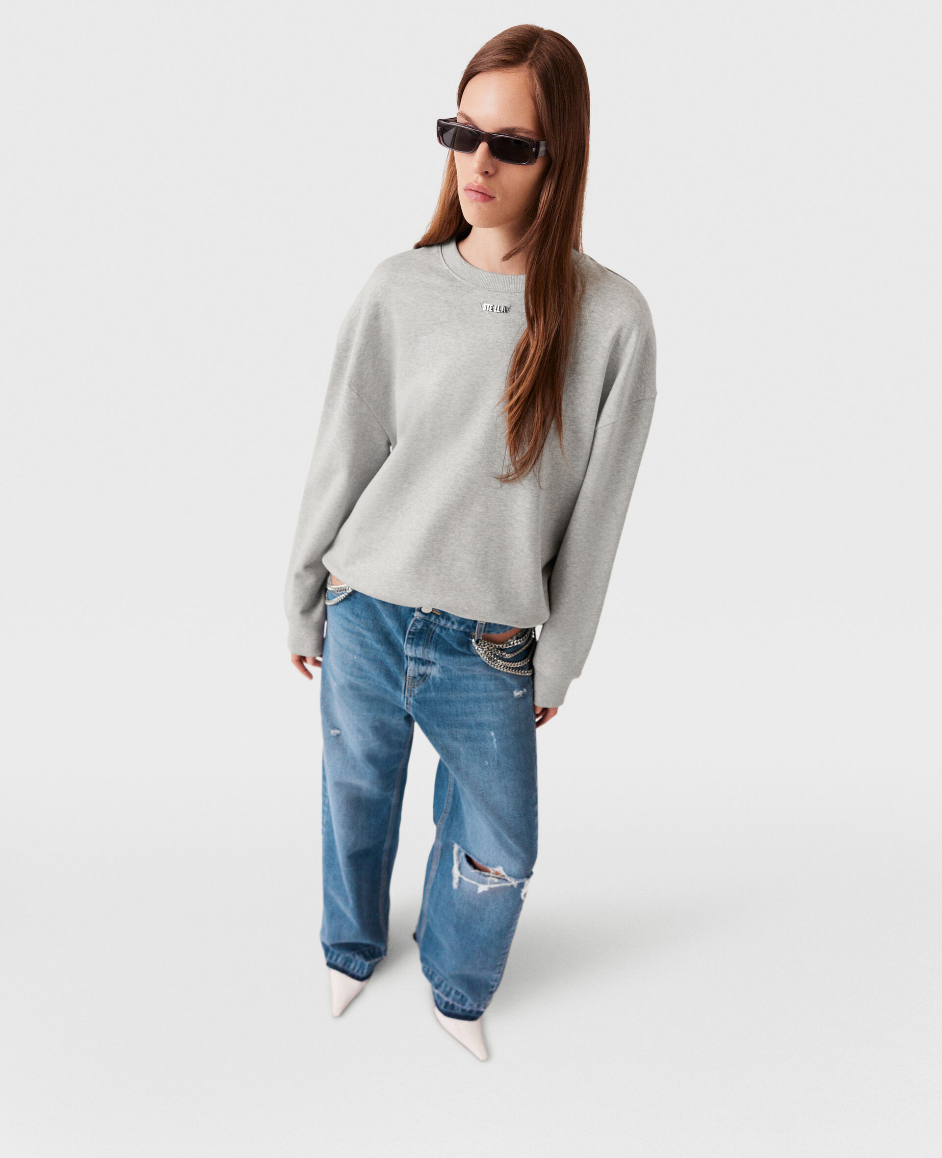 Logo Charm Sweatshirt-Grey-large Logo Charm Sweatshirt-Grey-large image number 4