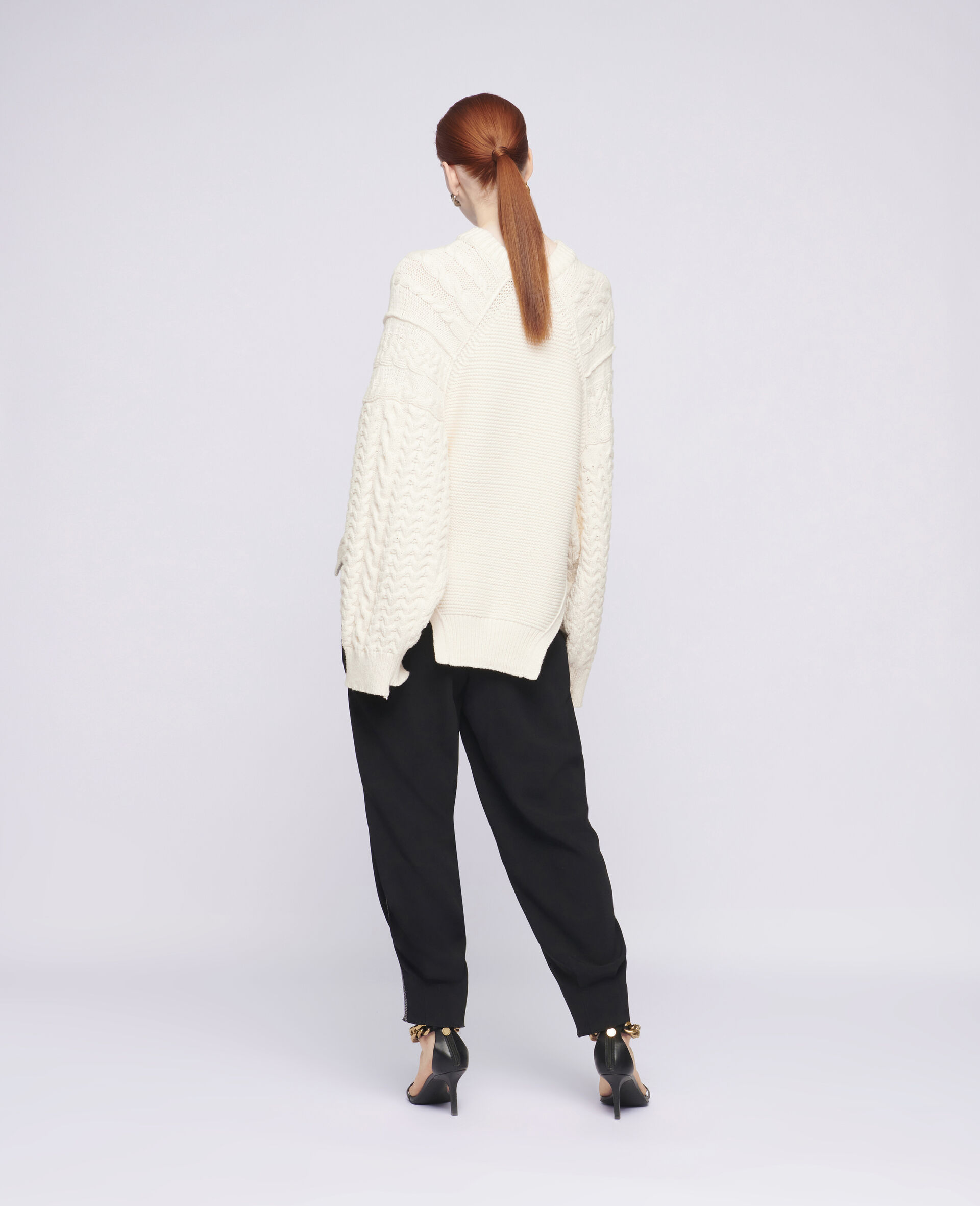 Aran Stitch Oversized Sweater-White-large image number 2