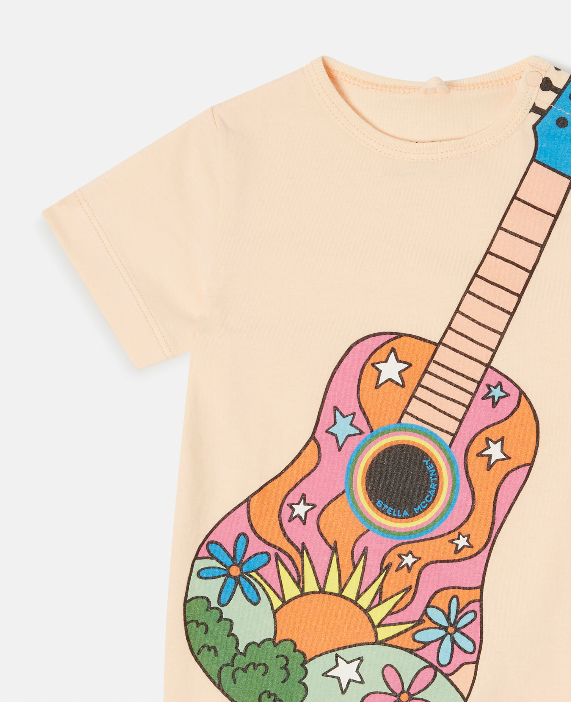 Hippie Guitar Print Romper-Pink-large Hippie Guitar Print Romper-Pink-large image number 1