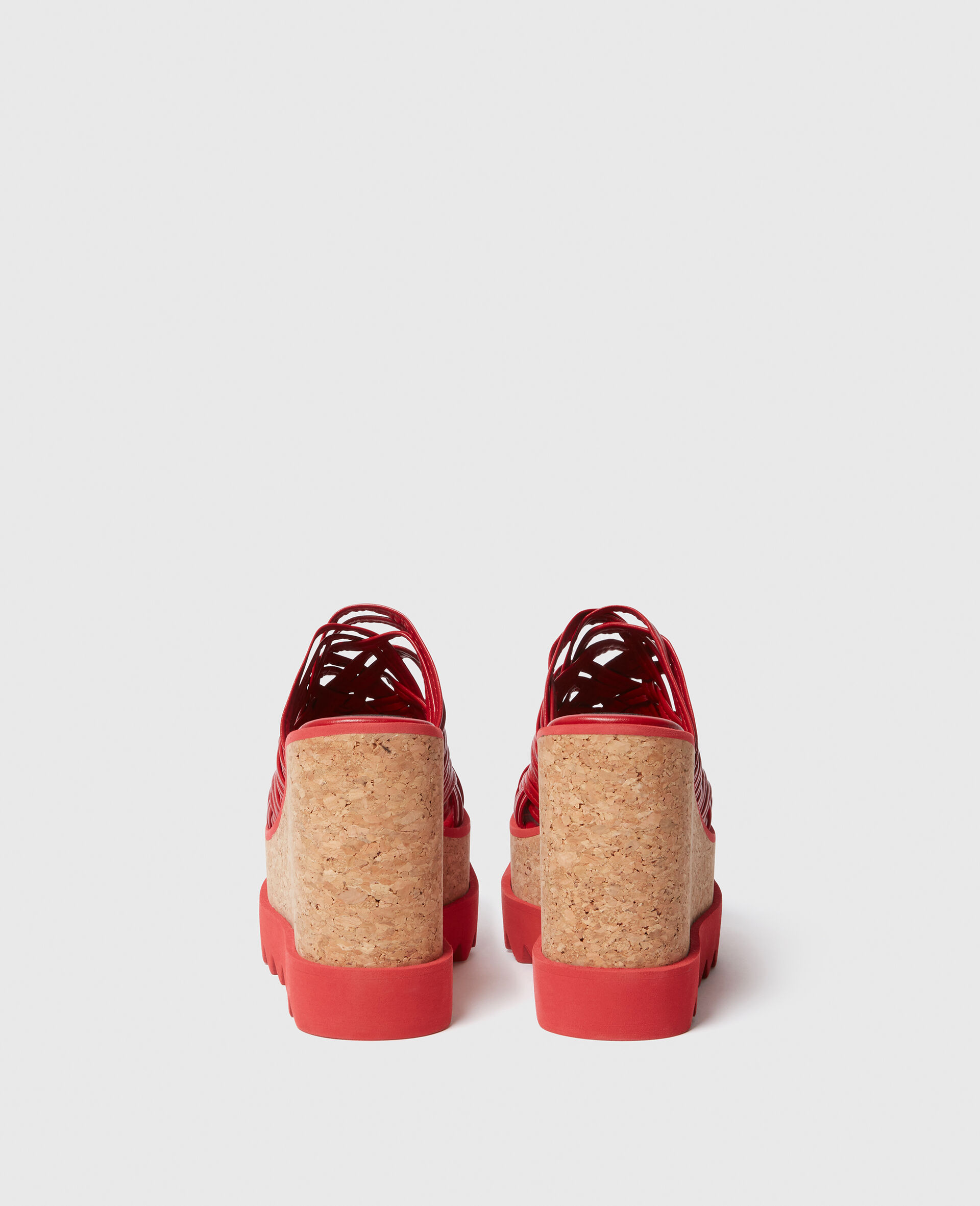 Sneak-Elyse Woven Platform Wedge Sandals-Red-large image number 2