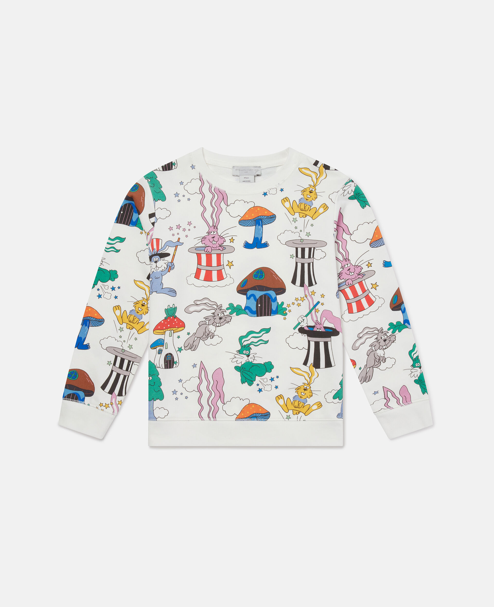 Magicians Bunny Print Crewneck Sweatshirt-White-large image number 0