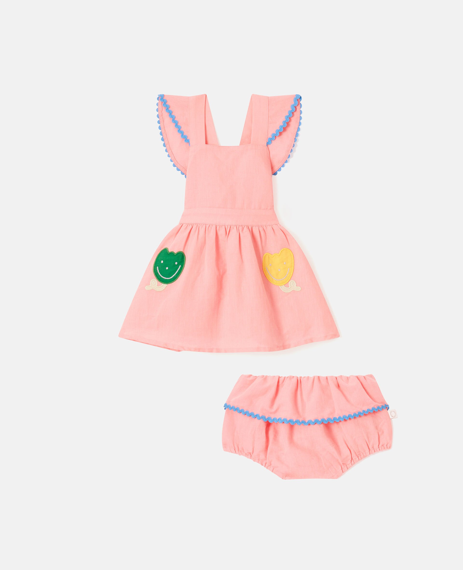 Motif Pocket Dress and Bloomer Set-Pink-medium