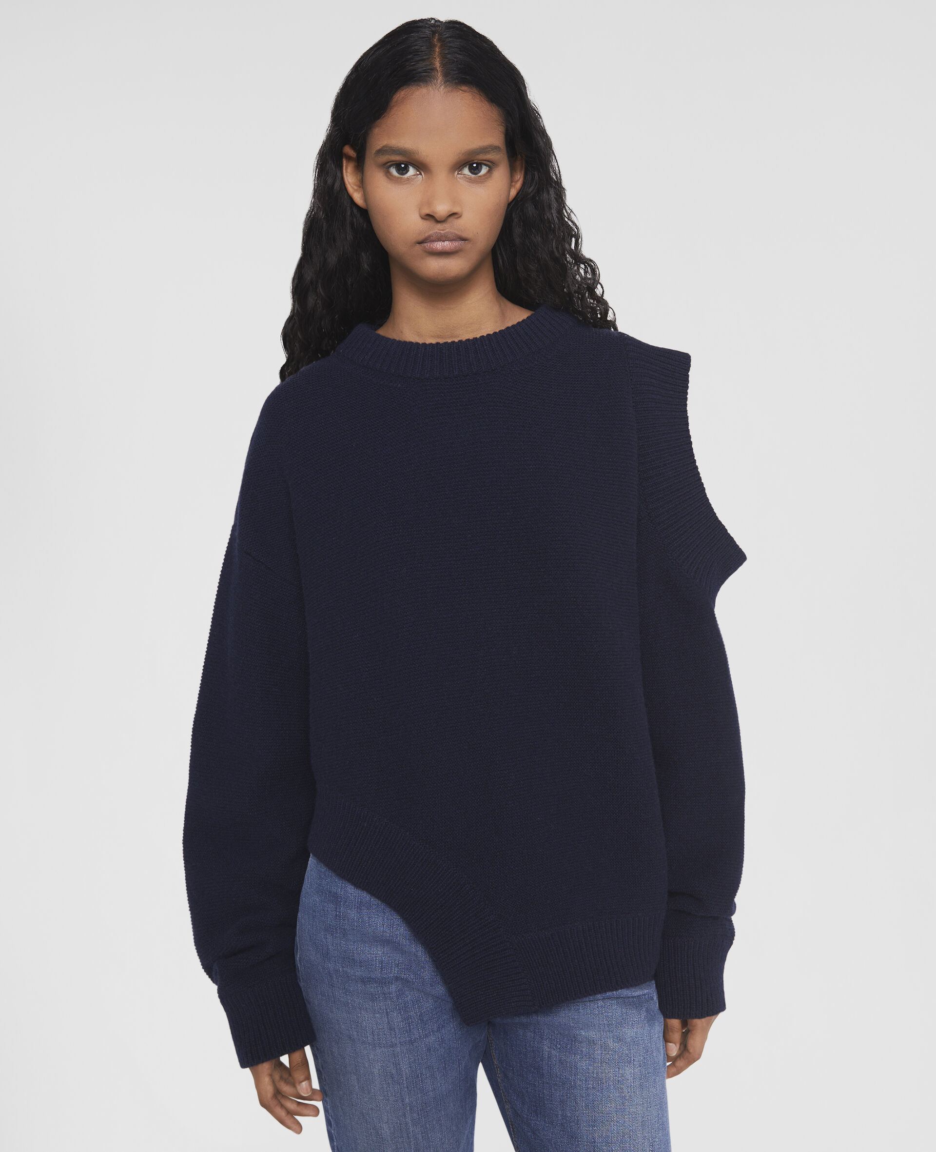 S-Wave Regenerated Cashmere Cut-Out Jumper-Blue-large image number 3