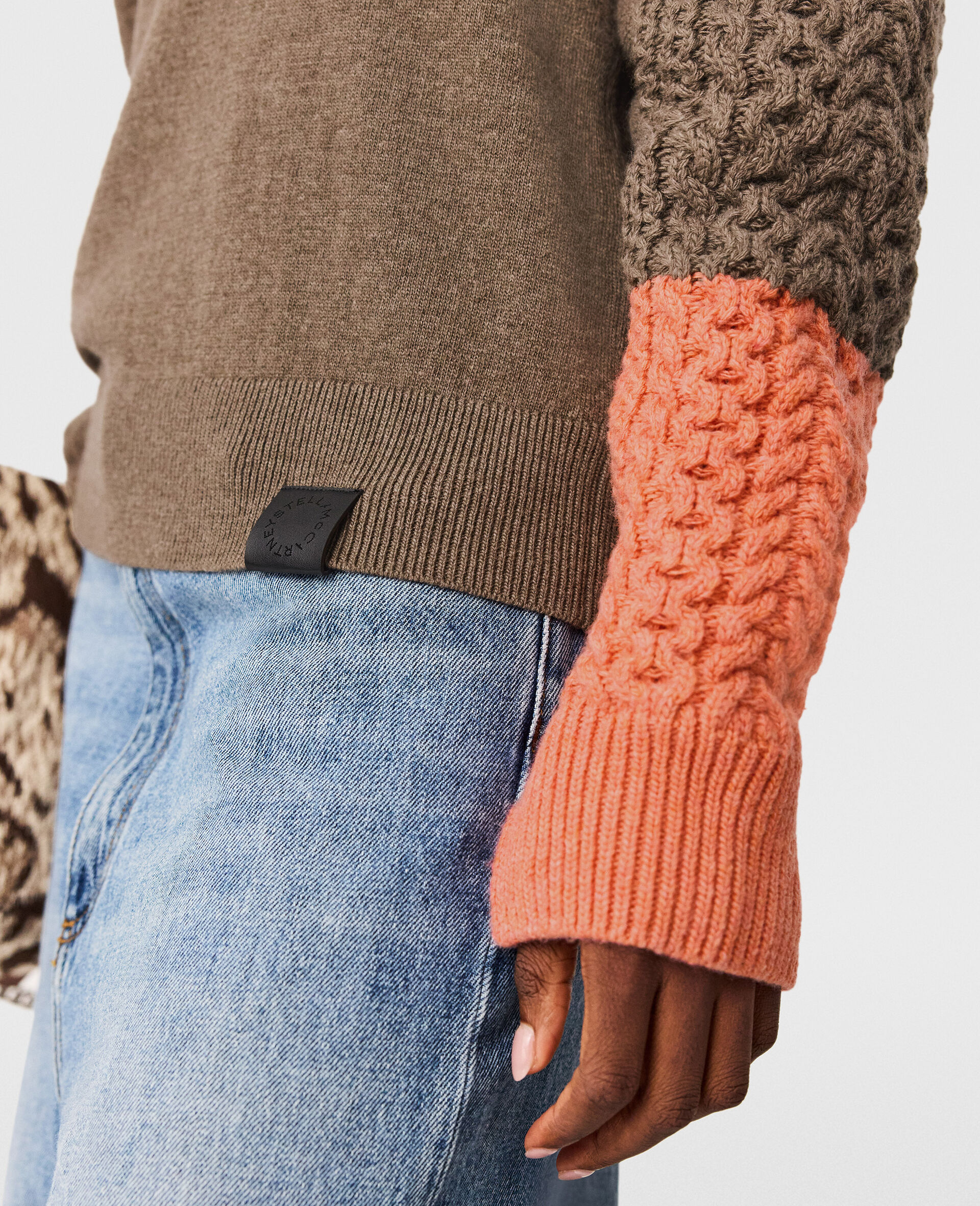 Hybrid Knit Crewneck Jumper-Brown-large image number 3