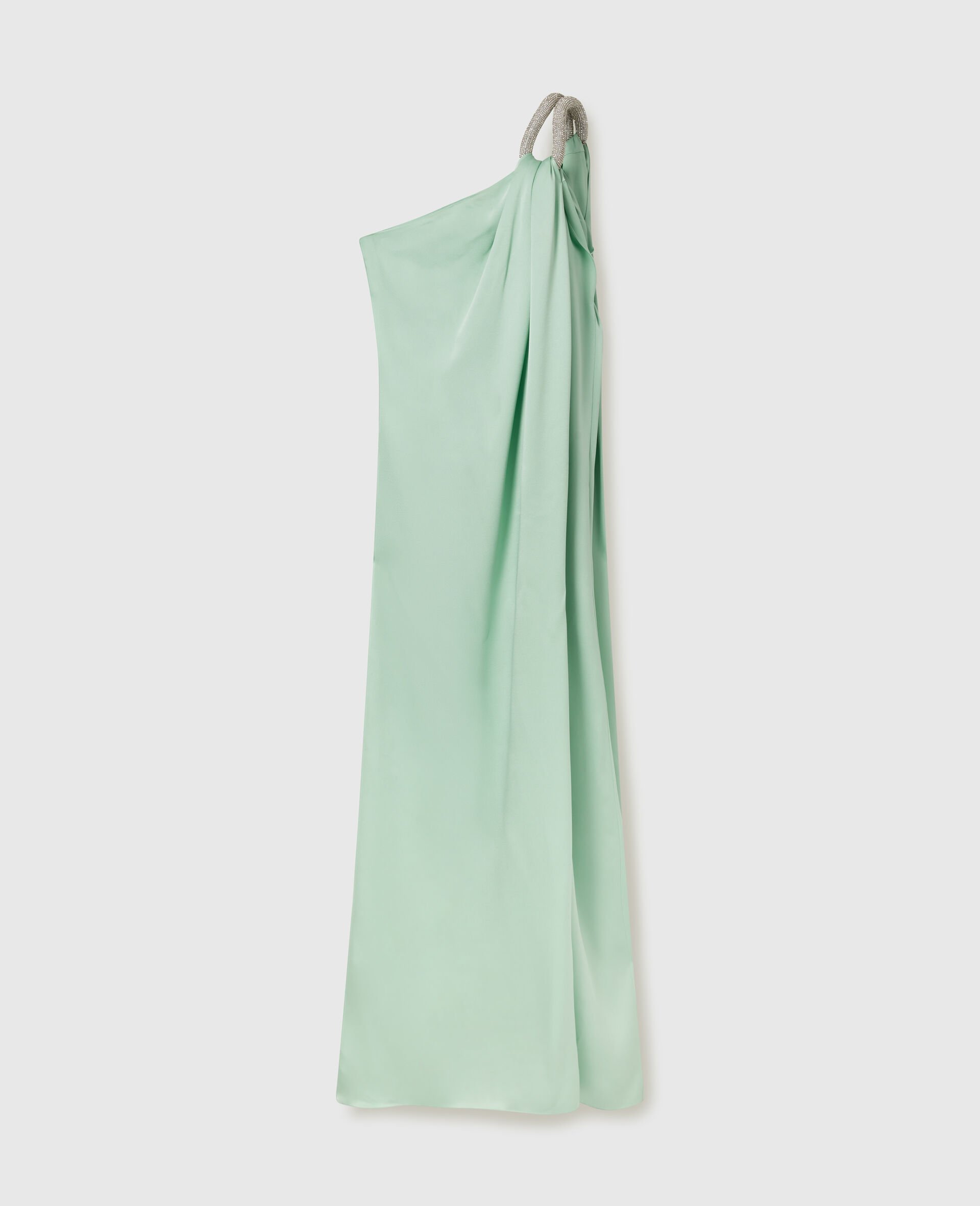 Lead-Free Crystal Chain Link Asymmetric Draped Maxi Dress-Green-large image number 0