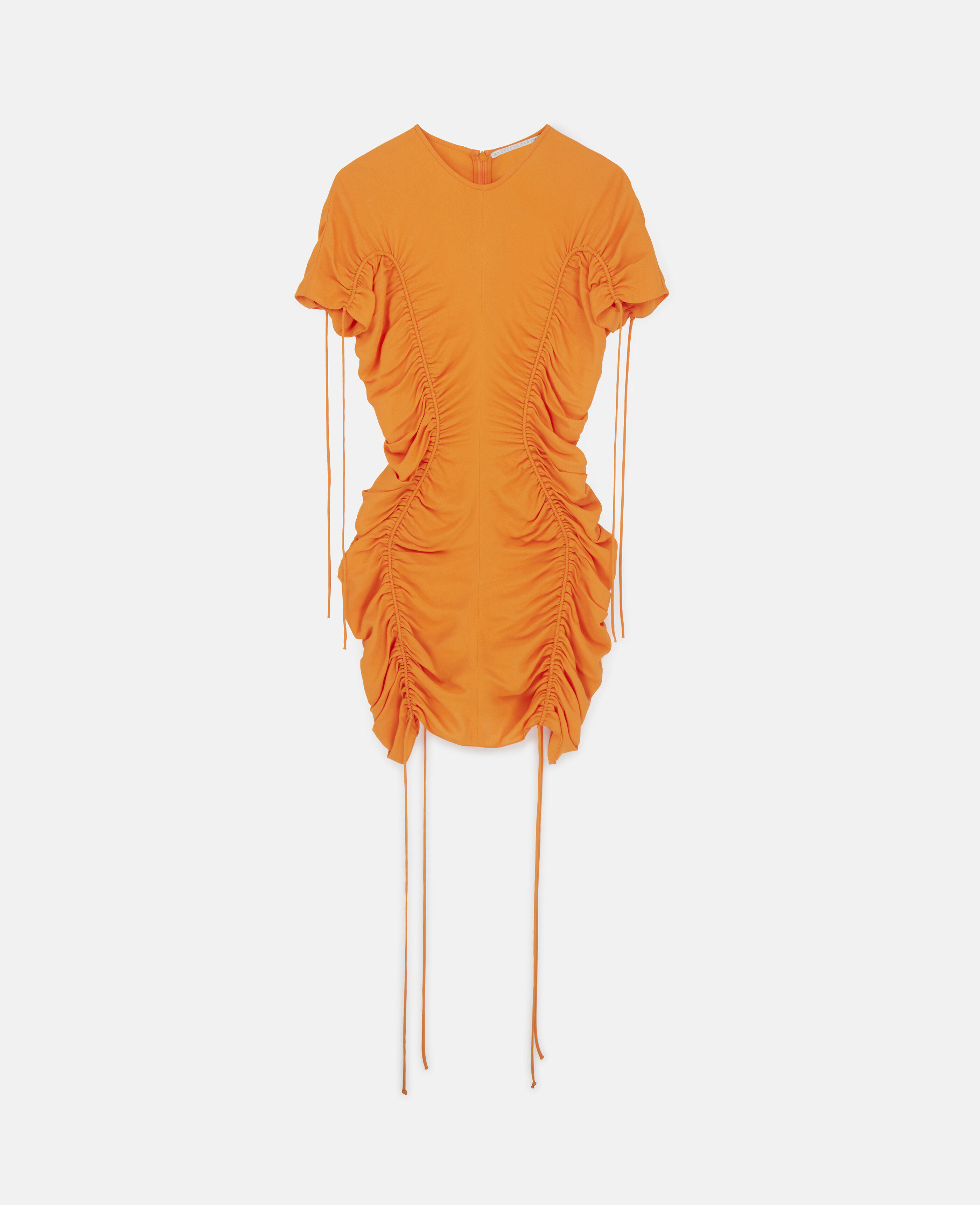 Women Bright Orange Bodycon Ruched Mini Dress | Stella McCartney US