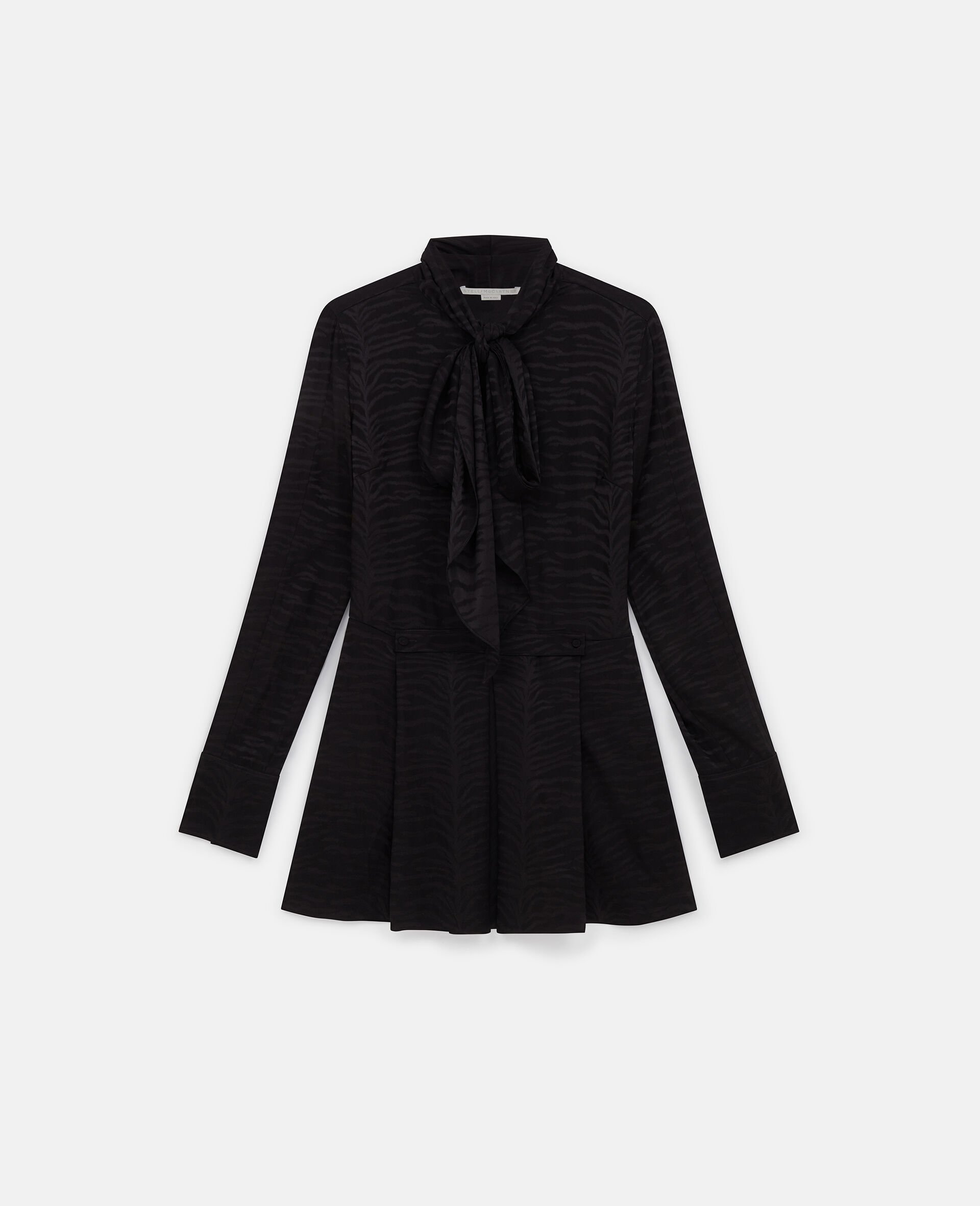 Robe midi a col cravate imprime tigre-Noir-large image number 0