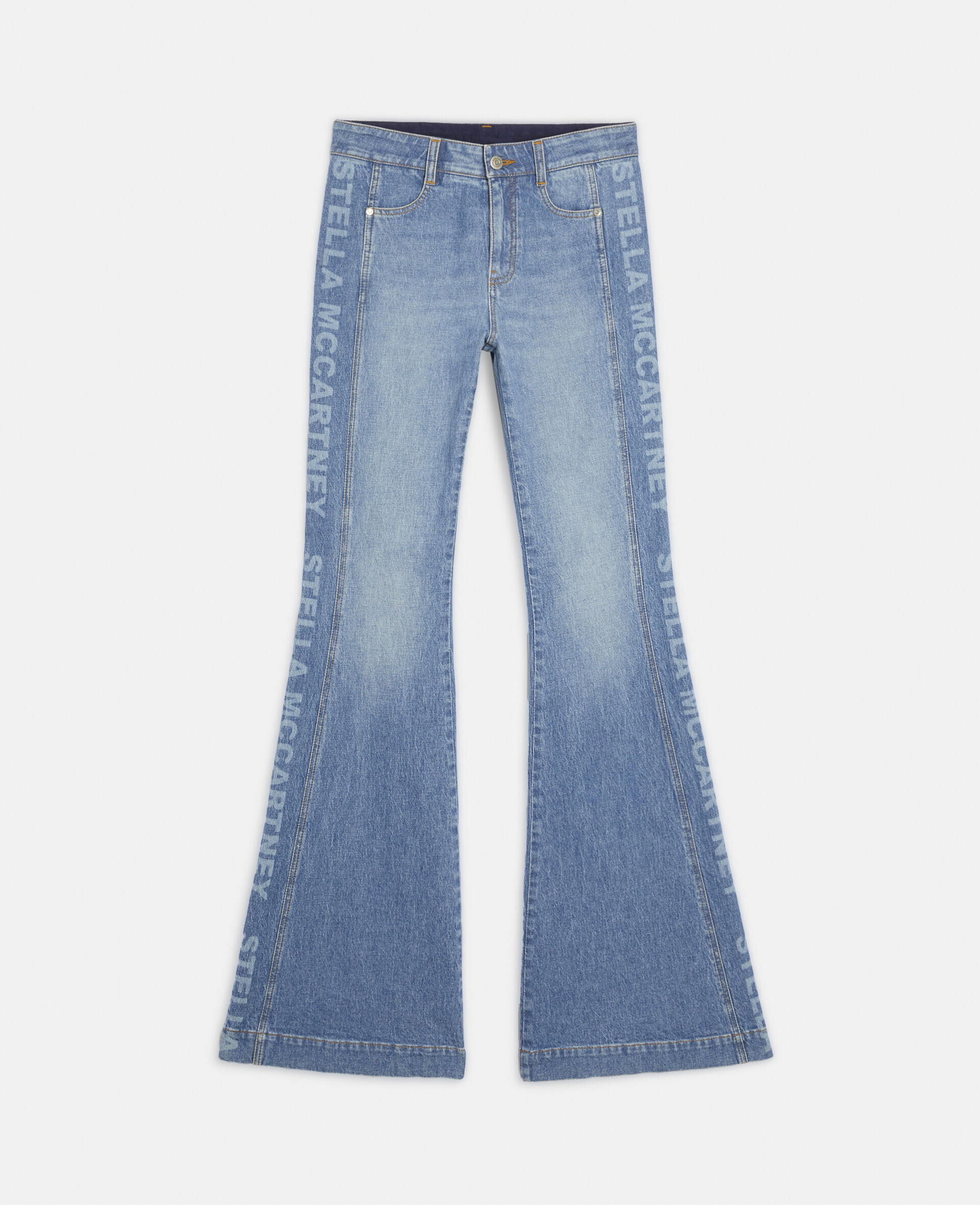 Logo Seam Flared Jeans-Blue-large image number 0