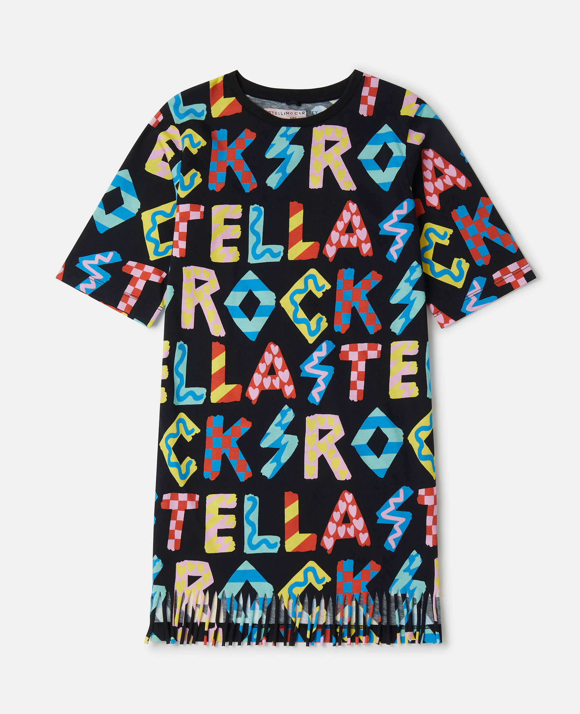 Women Black Multicolour Stella Rocks T Shirt Dress Stella McCartney AE