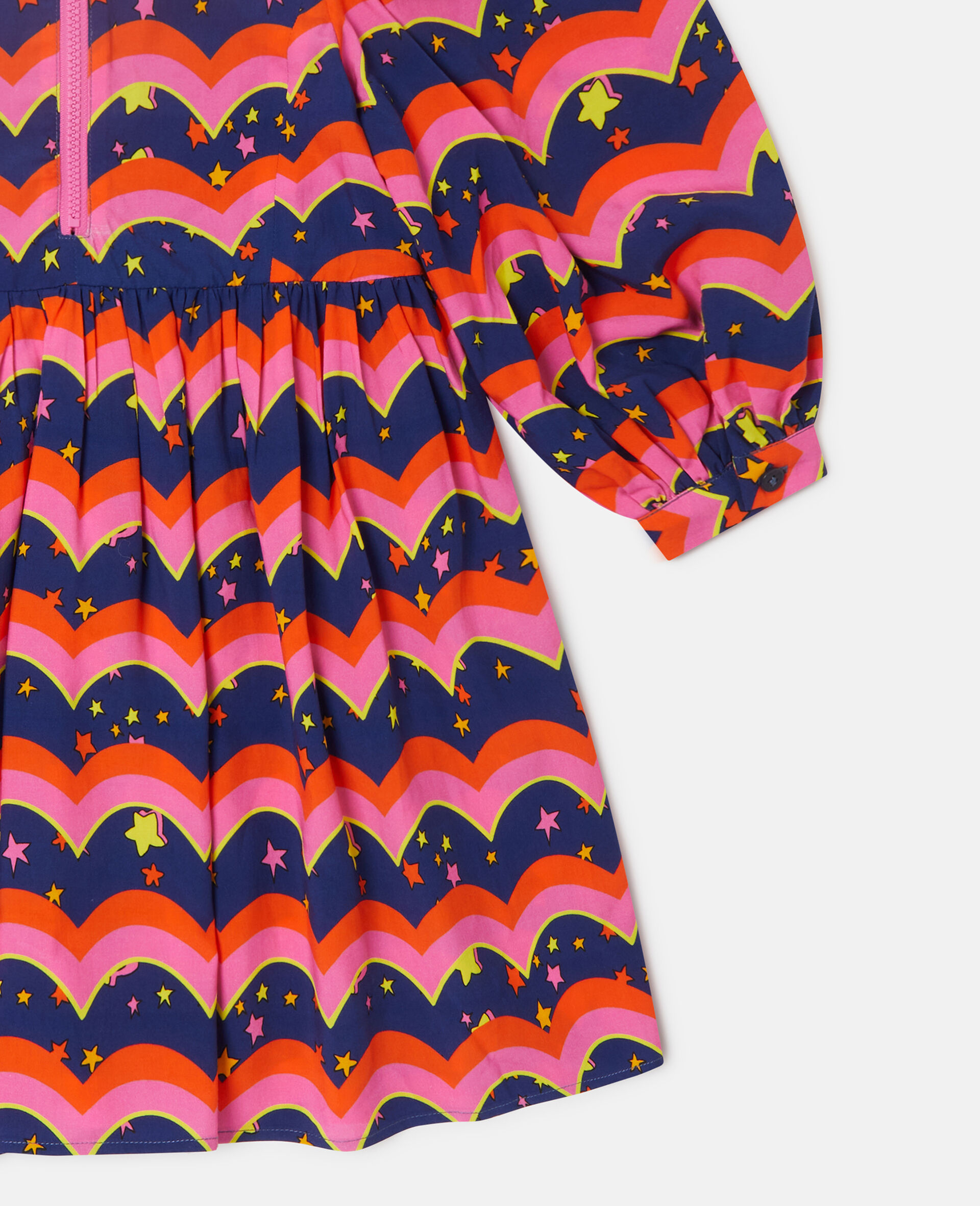 Wavy Print Long-Sleeve Dress-Blue-large image number 3