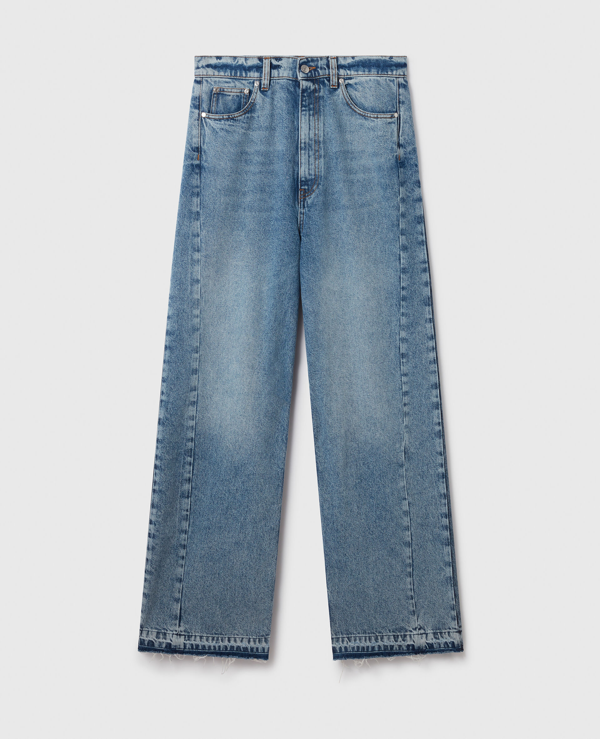 Two-Tone Wash Slouchy Straight Leg Jeans-Blue-large image number 0