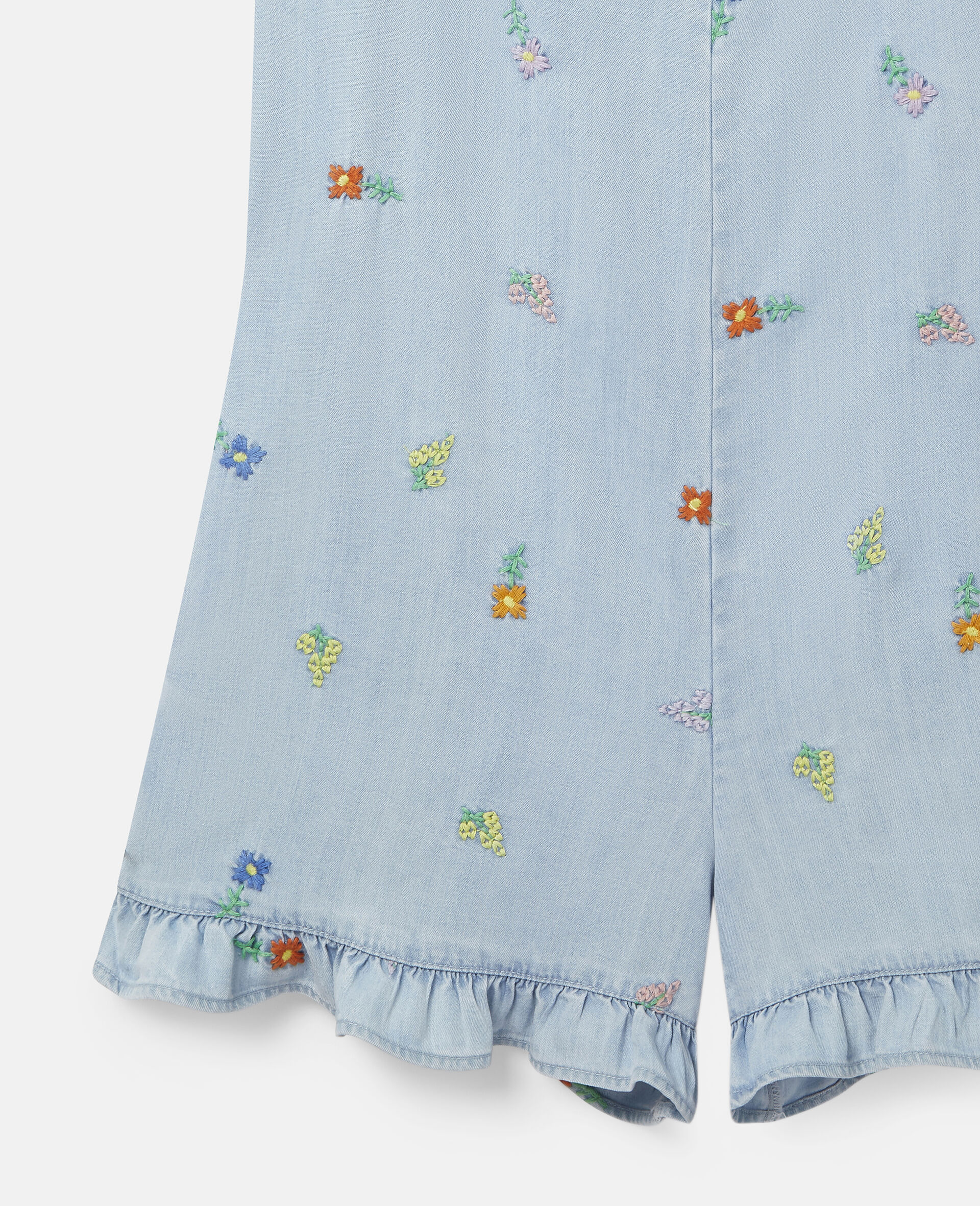 Embroidered Flowers Denim All-In-One-Blue-large image number 2