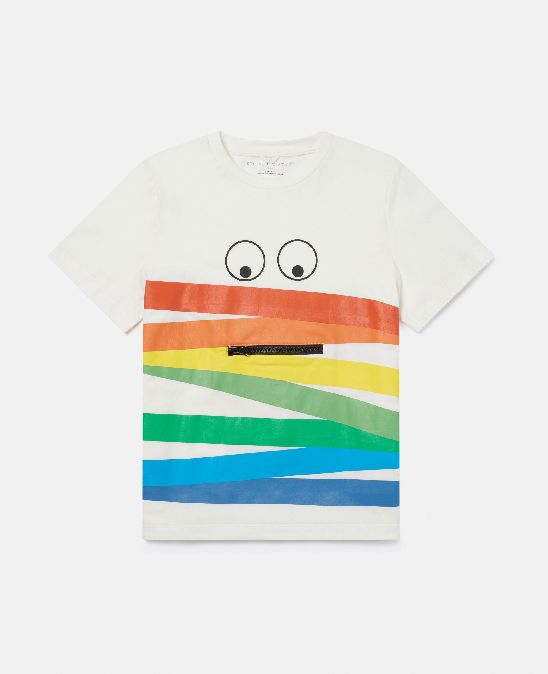 Zip Rainbow Face T‐Shirt-White-large