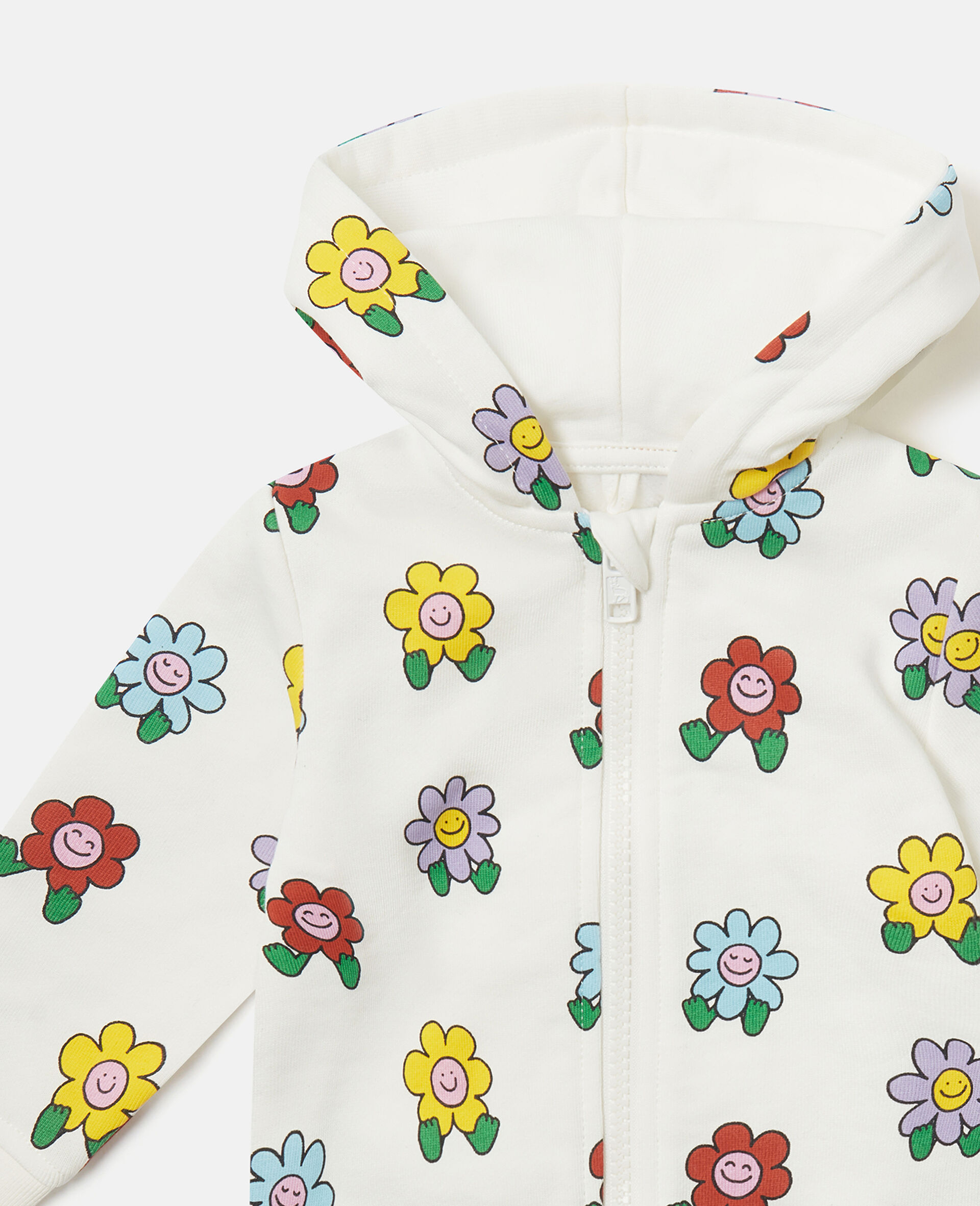 Flower Print Tracksuit Set-White-medium