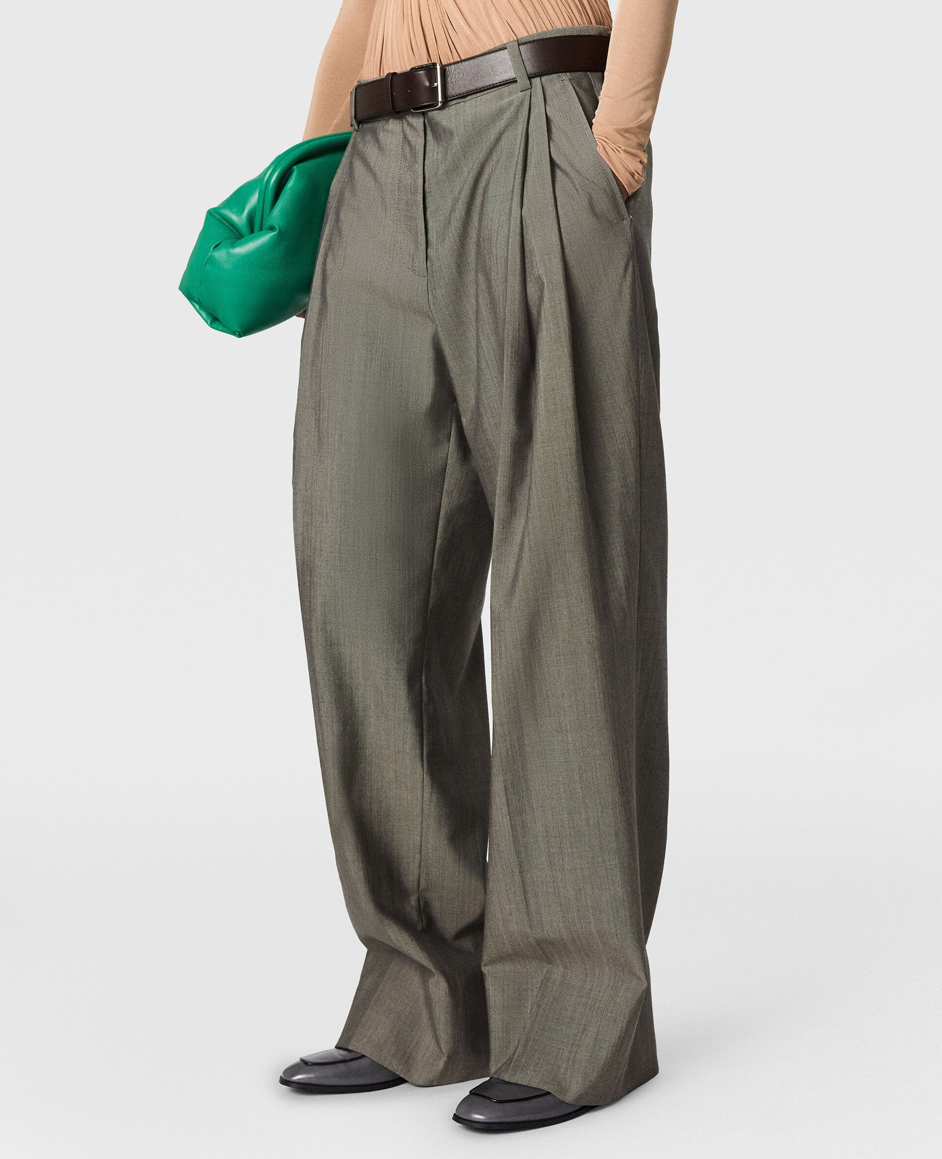 Tropical Lightweight Straight Trousers-Green-large image number 4