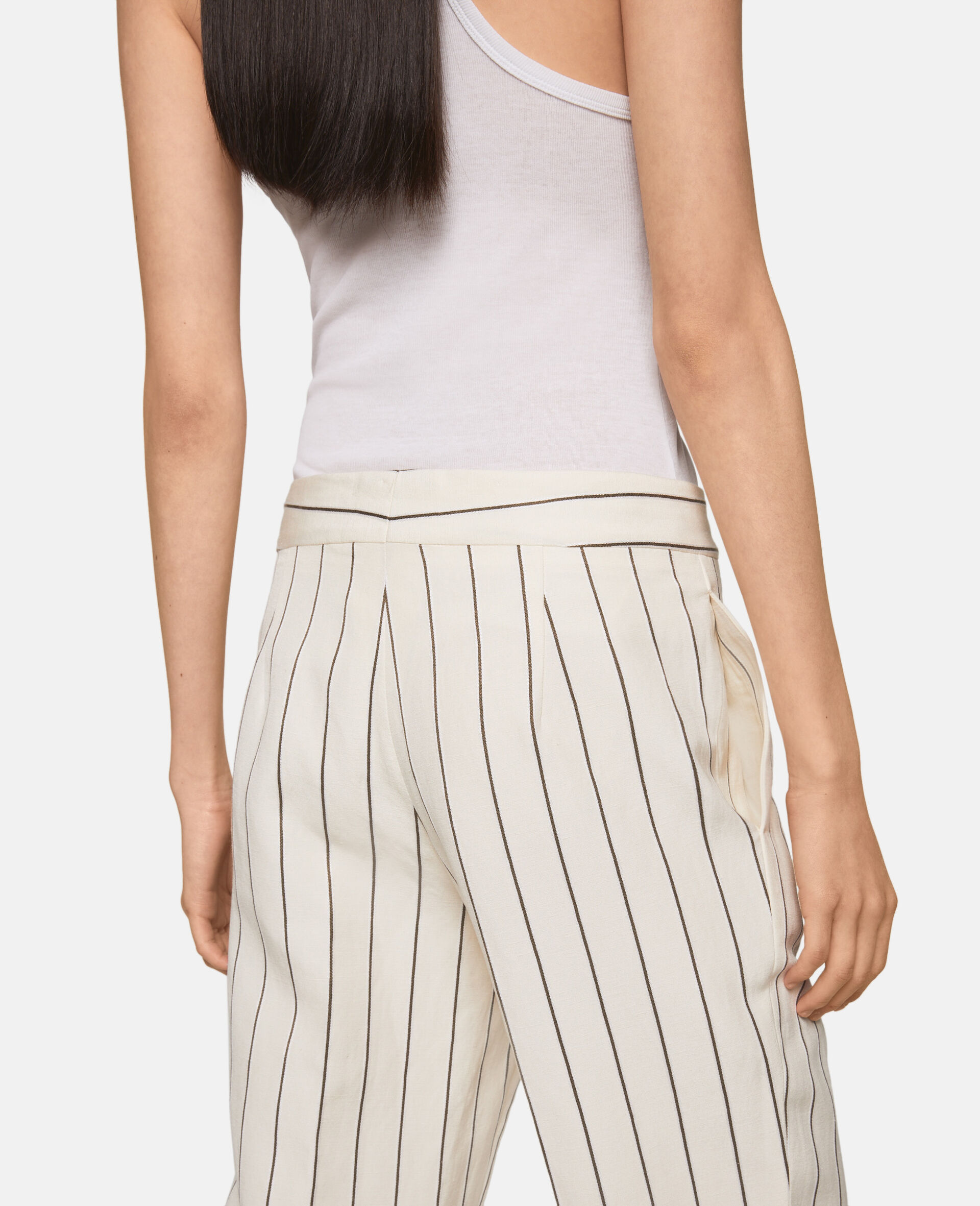 Striped Mid-Rise Straight-Leg Trousers-White-large image number 3